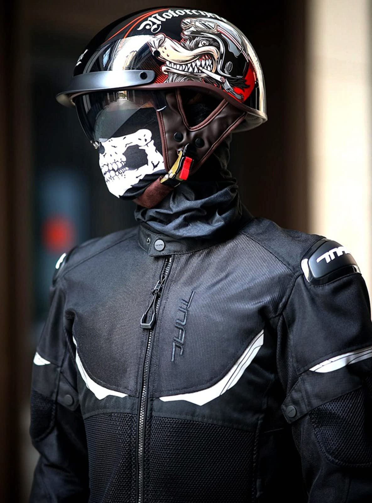 Medio Casco Motocicleta para Adultos, Casco Abierto con Visera, Casco Scooter ATV Casco Seguridad Certificado ECE D,XX-Large