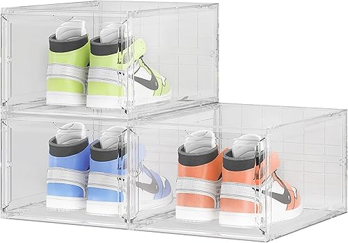 REETEC Almacenamiento de zapatos paquete de 3 organizadores de zapatos de plástico duro transparente organizador de zapatos de plástico sólido más disponible en Yaxa Colombia