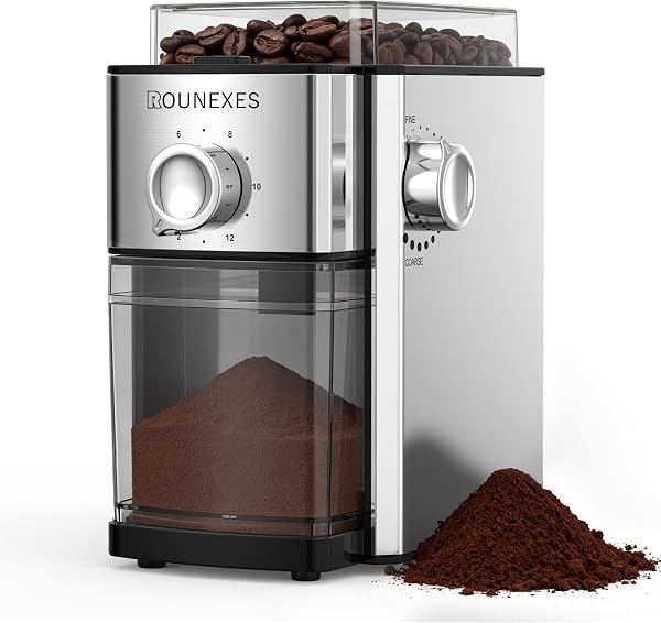 Electric Flat Burr Coffee Grinder, Coffee Grinder with 17 Grind Settings, Coffee Beans Grinder with Removable Burr, Large Capacity Bean Hopper & Compact Design for Home&Office - 1