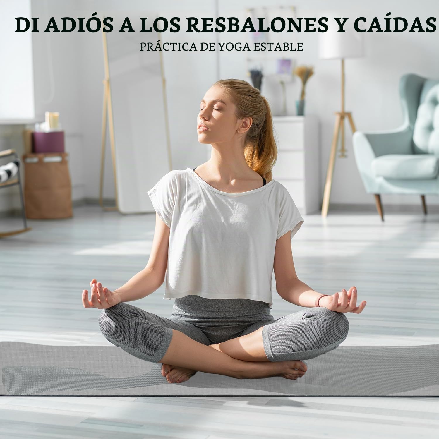 1 toalla de yoga, transpirable y absorbente del sudor, lavable a máquina, toallas de yoga, partículas antideslizantes, adecuada para pilates, fitness, meditación (gris)