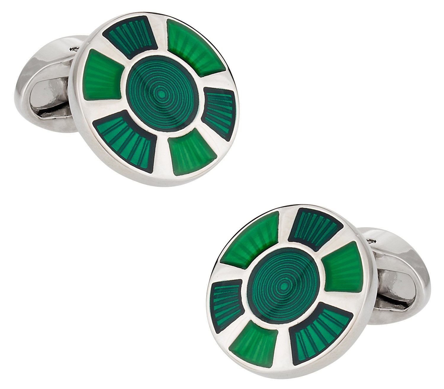 Rotondo verde smalto gemelli da Cuff-Daddy