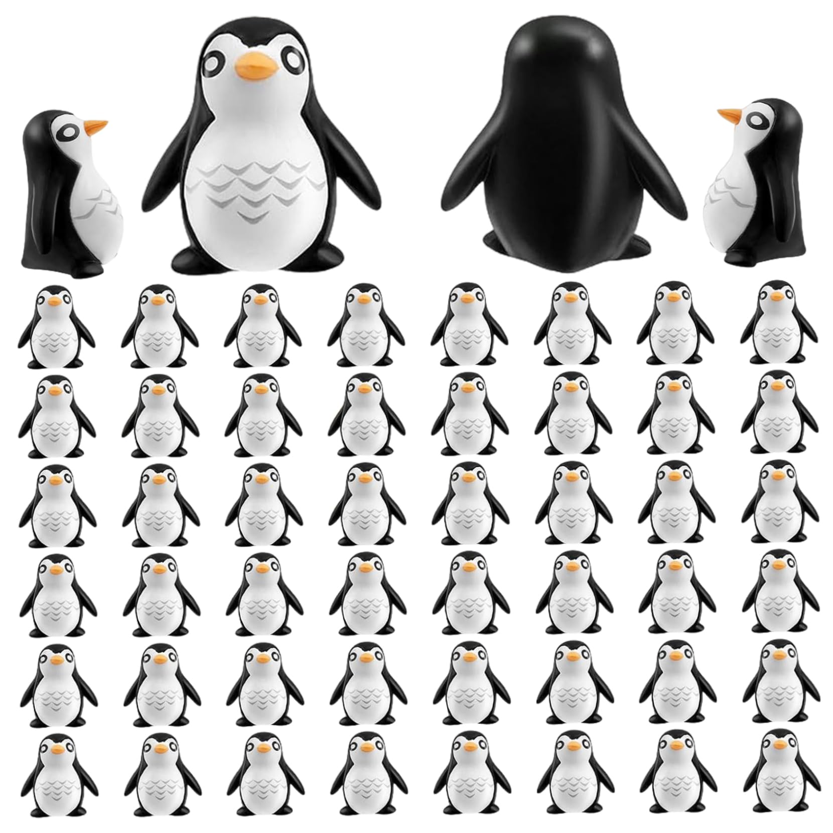 Faroby 2.5Cm 50Pcs Waterproof Tiny Resin Penguin Figurines 0.8X1in, Cute Mini Animal For Moss Garden Cake Decoration