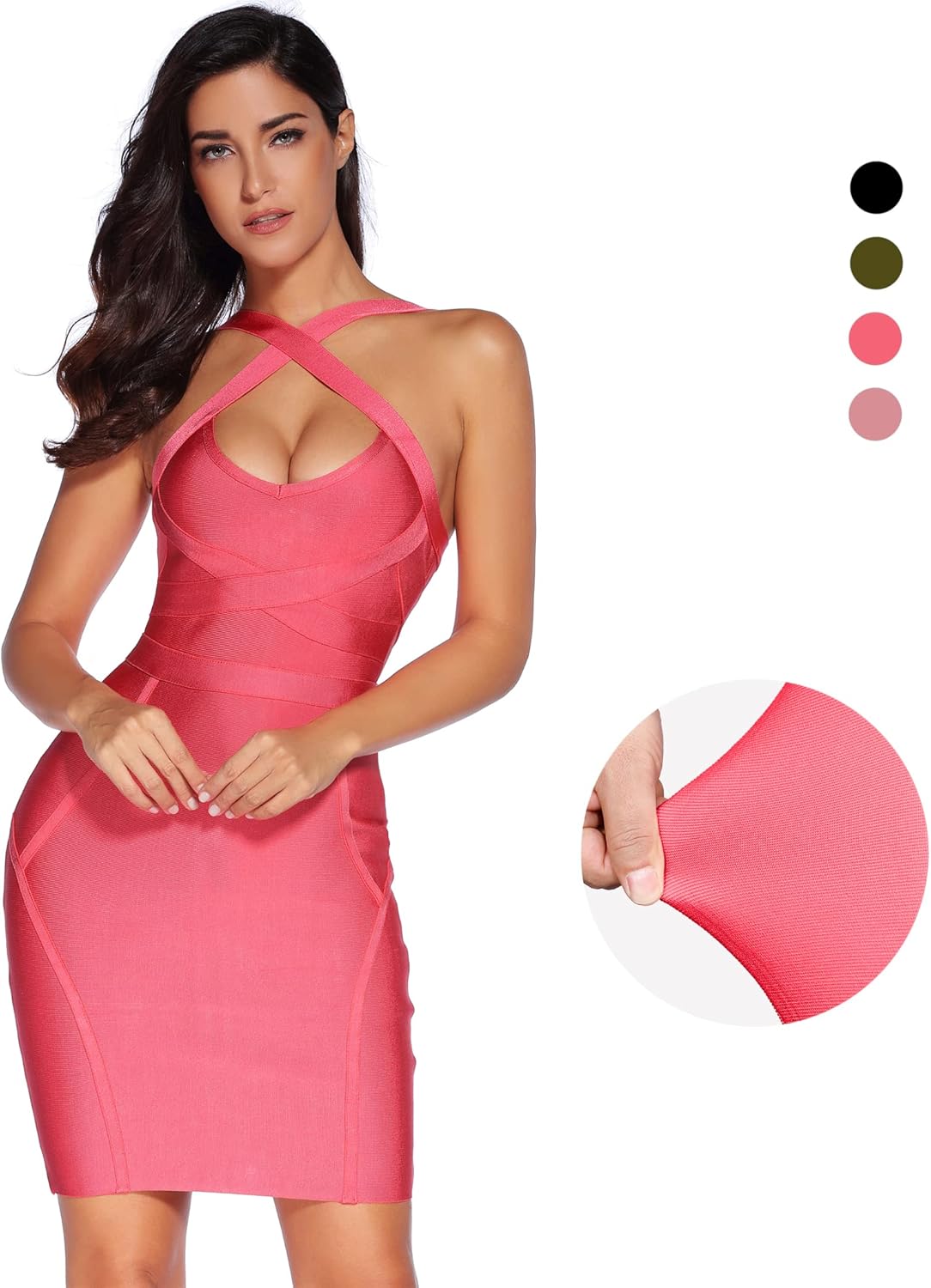 meilun Women's Celebrity Bandage Bodycon Dress Strap Party Pencil Dress - Image 3