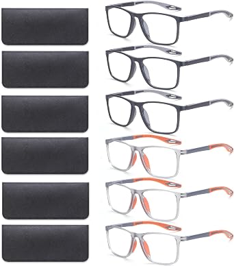BLOEXCLU Reading Glasses for Men Sports Style Blue Light Blocking Readers with Spring Hinge Women Eyeglasses