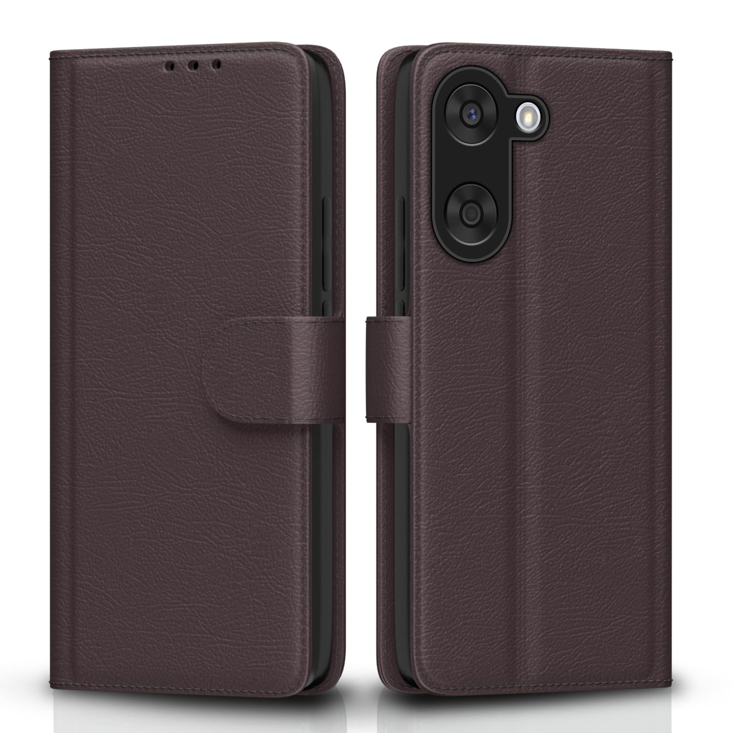 Amazon basics Flip Cover for OnePlus Nord CE 5 5G Leather Finish | Wallet Stand and Shock Proof | Inside TPU with Card Pockets | Complete Protection Flip Case (Coffee)