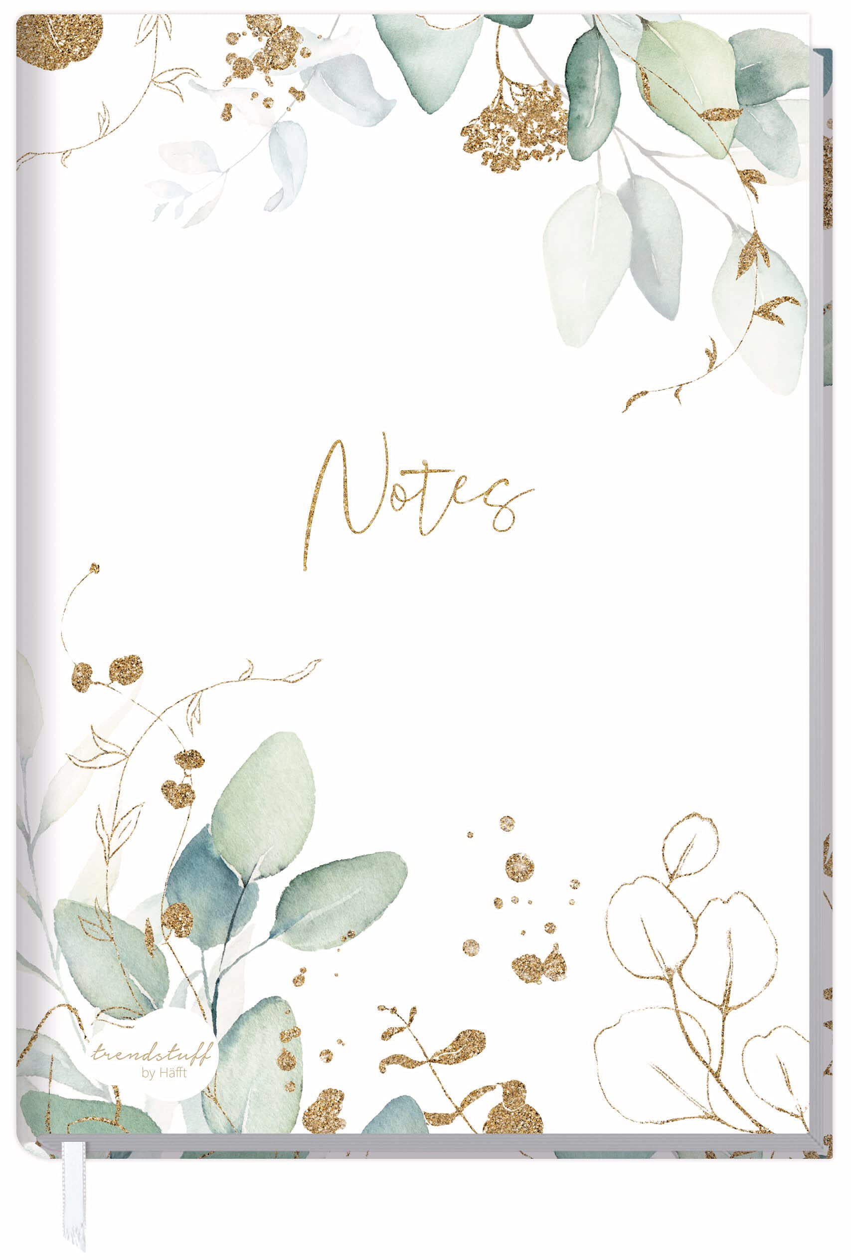 Cuaderno A5 a rayas [hojas doradas] de Trendstuff by Häfft | 126 páginas, 63 hojas | ideal como diario, Bullet Journal, libro de ideas, cuaderno de escritura