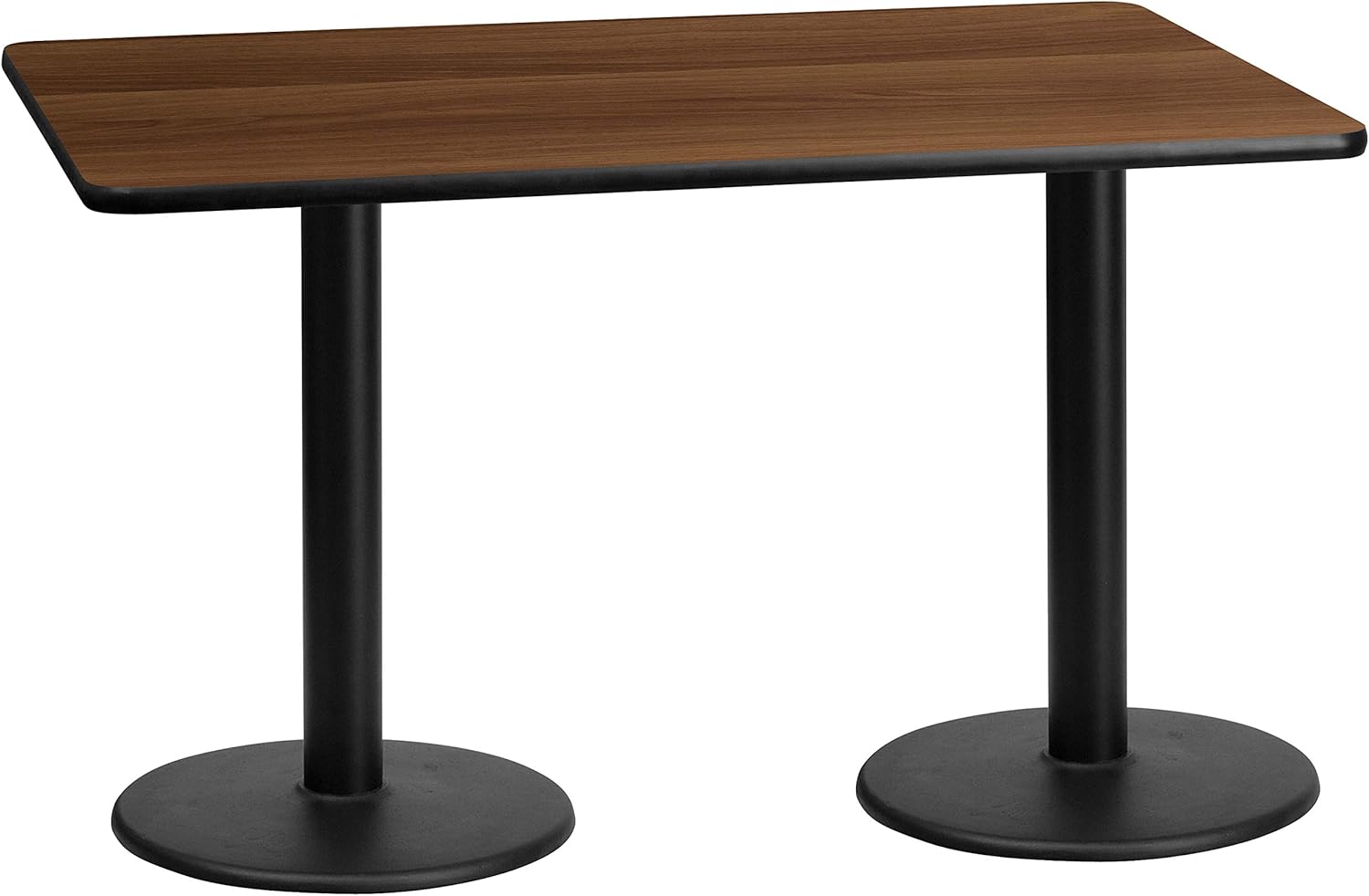 60'' Walnut Laminate Rectangular Dining Table with Black Metal Base