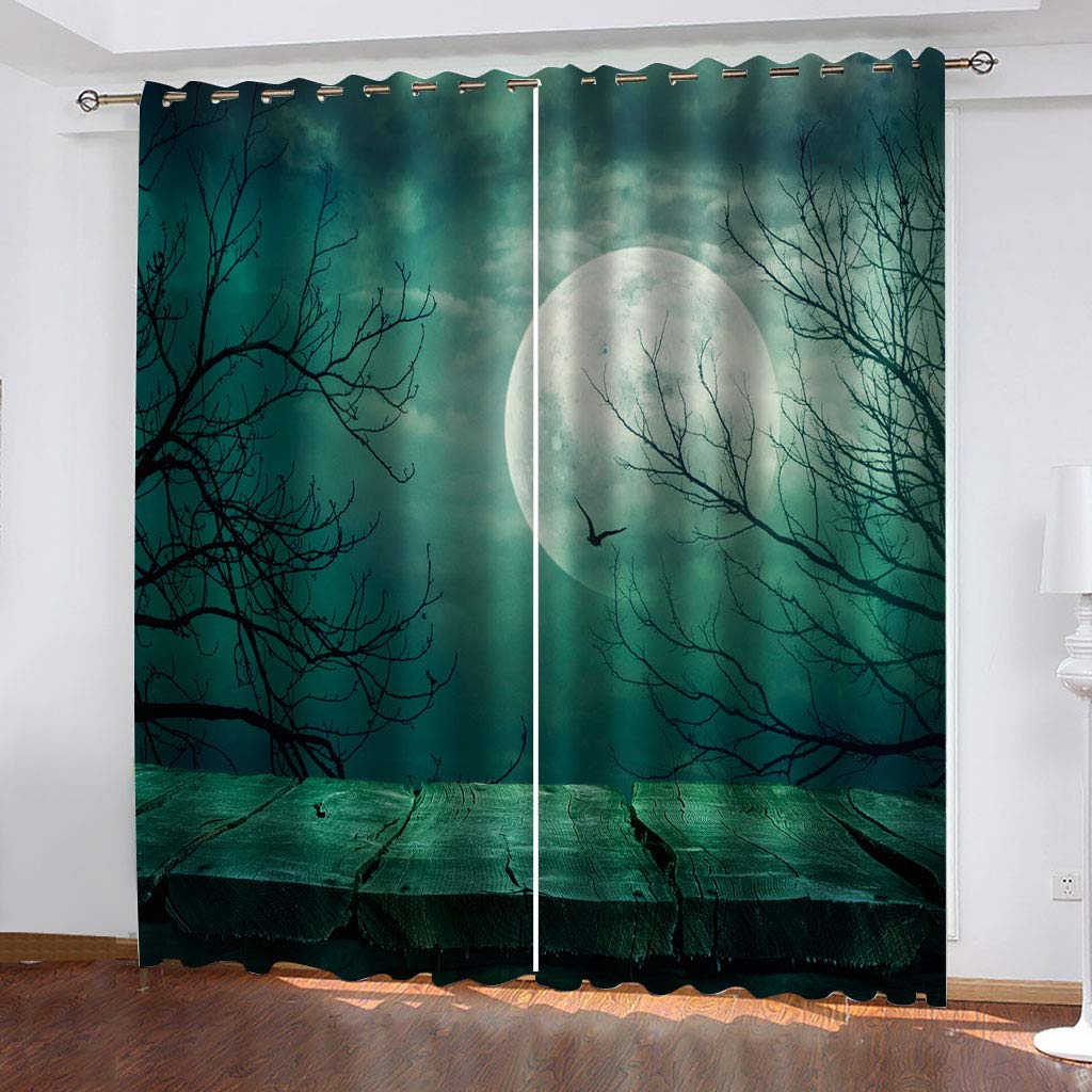Rideau occultant vert lune 234x230 cm pour salon et chambre