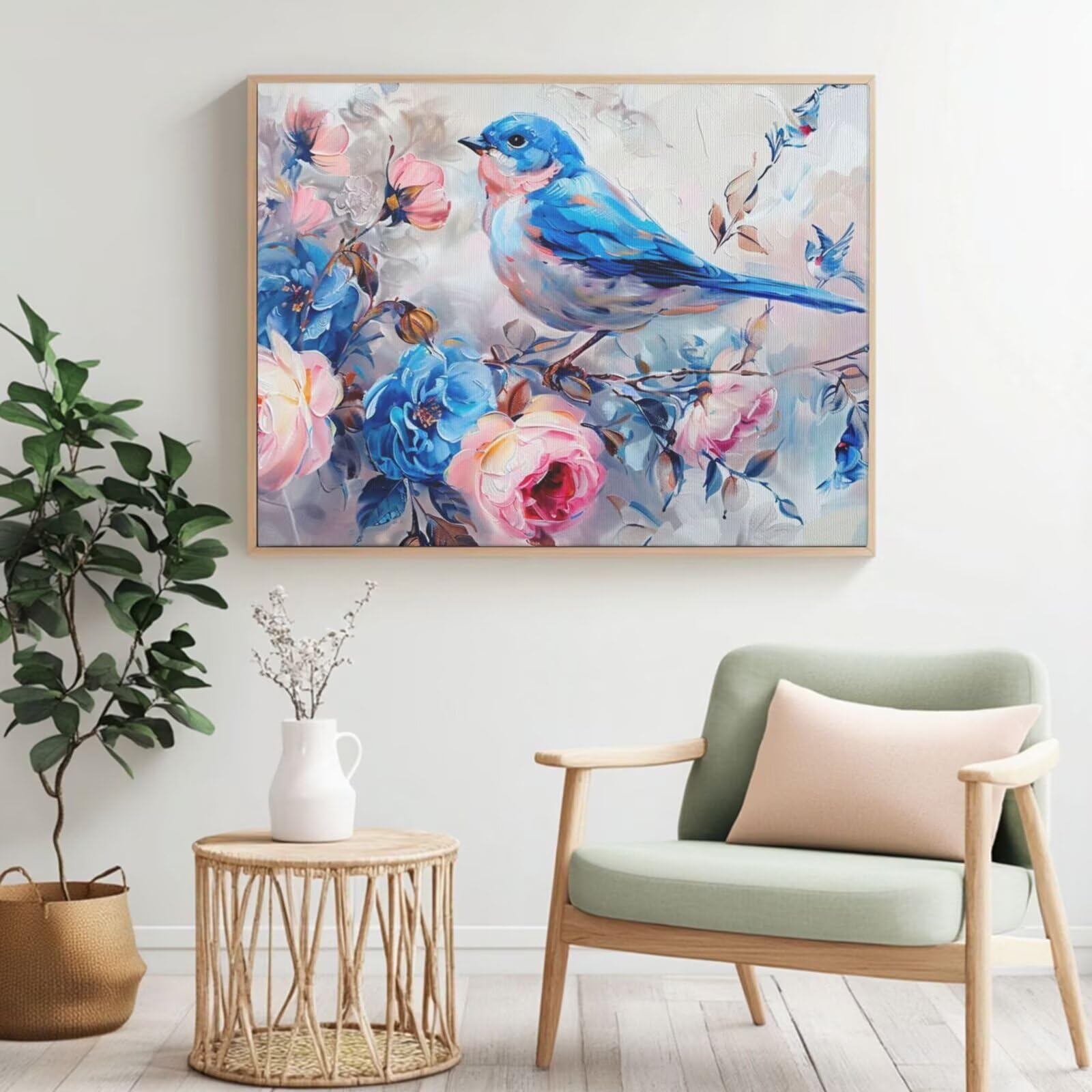 Kit per pittura con numeri per adulti, pittura con numeri e fiori, in acrilico con numeri per adulti/principianti, pittura ad olio per decorazione da parete della casa, 105 x 80 cm, senza cornice)