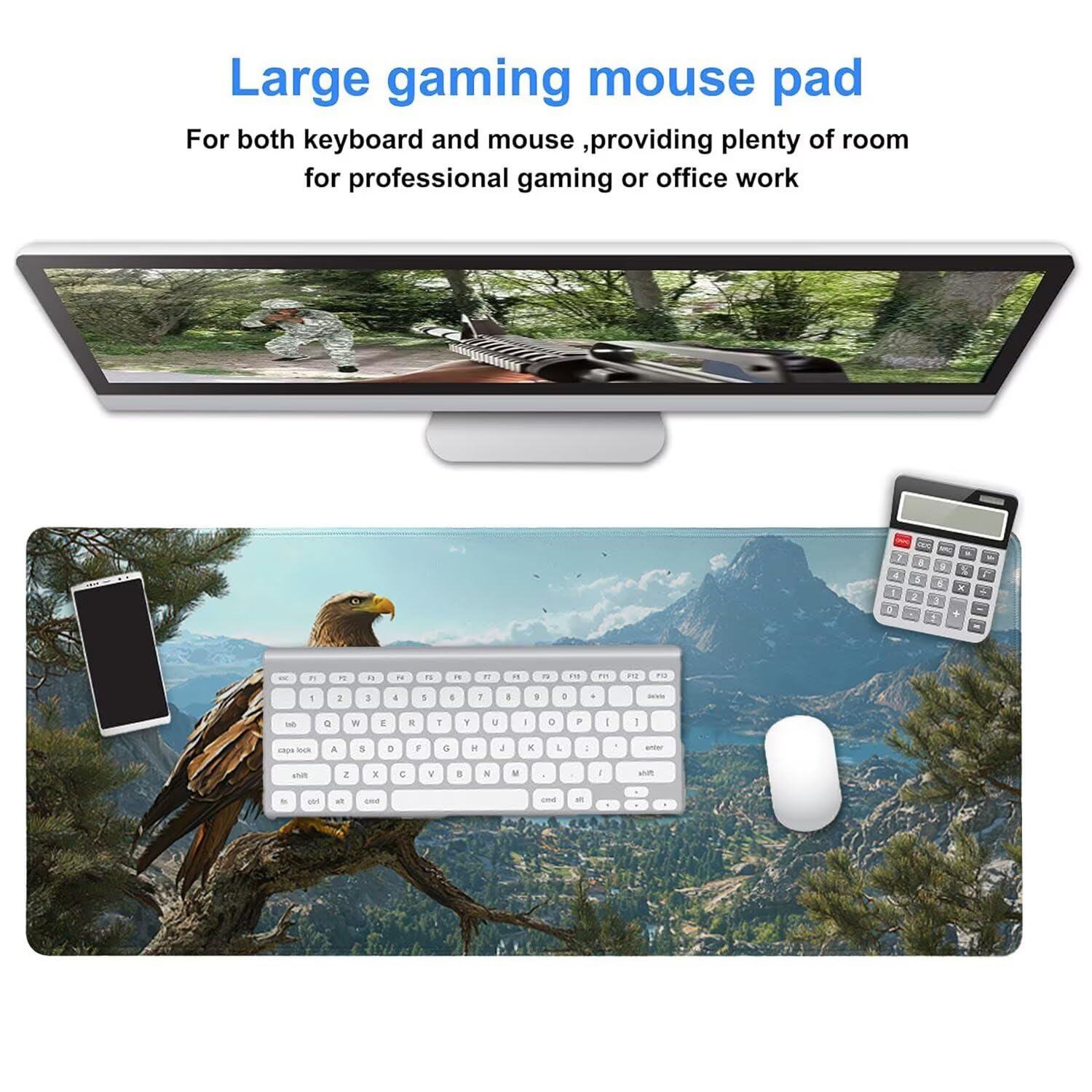Podkładka pod mysz do gier, 1600 x 800 mm, XXL, duża gamingowa podkładka pod mysz, wodoodporna podkładka pod mysz, długa podkładka na biurko z przeszytymi krawędziami, mata na biurko z gumową podstawą
