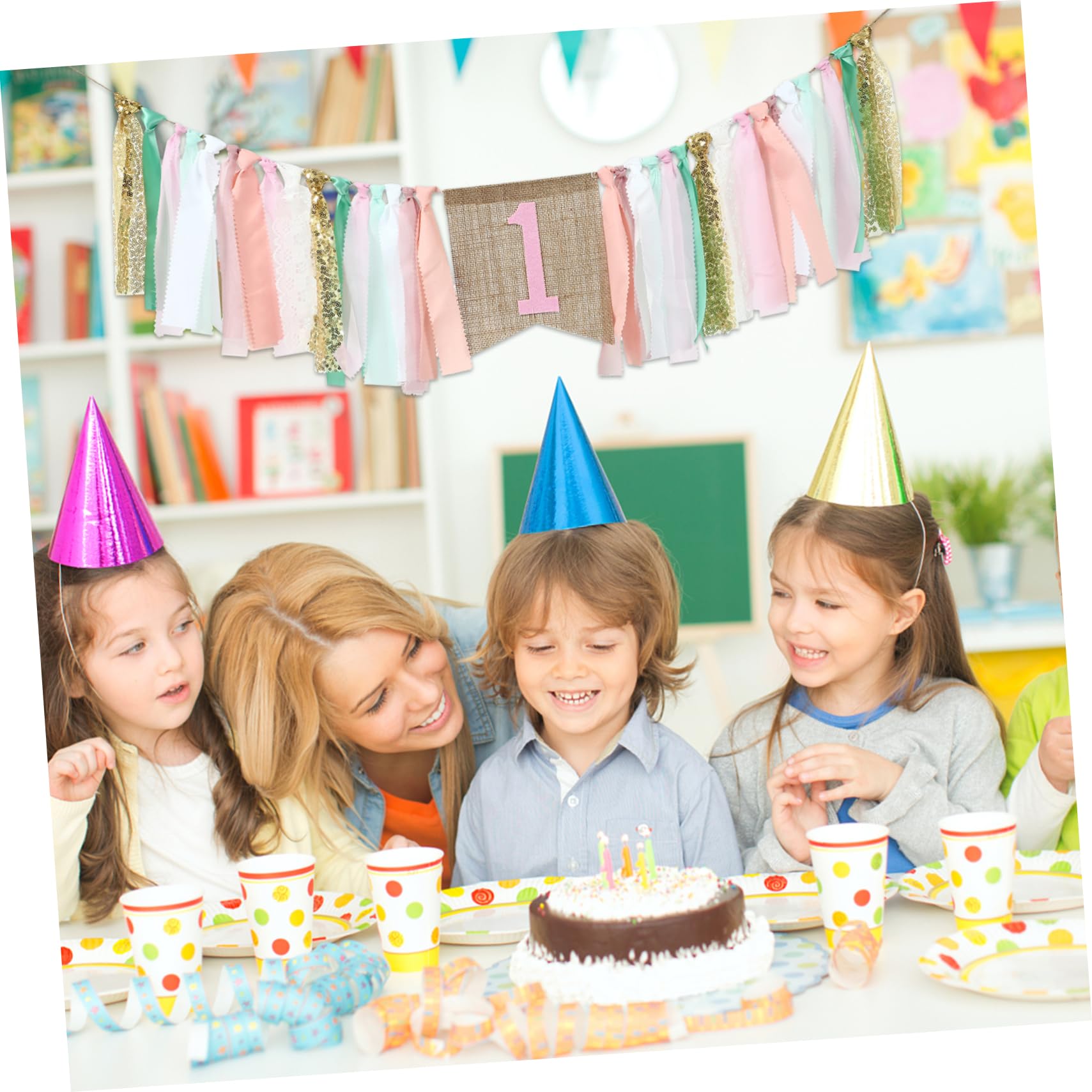 TOYANDONA 4 Piezas De Tela De Cumpleaños Niño Trona Fiesta Banner Silla Banner Foto Ornamento Pancartas De Cumpleaños Trona para Tronas Primer Cumpleaños Banner Foto Banner