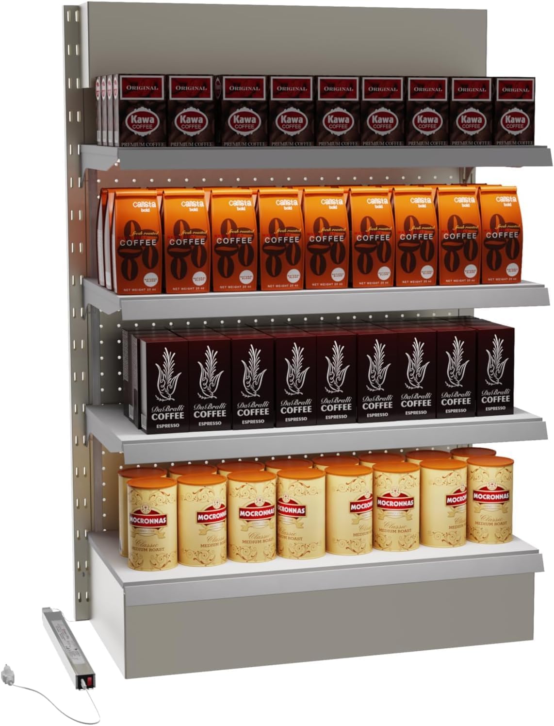 Gondola Shelving Lights 48" kit with 4 pcs 6000K Pure White Light Bars, LED Driver and Accessories Suits for Super Market Retail Display Shelves via Magnets to fit Under Shelf (48“4PCS)