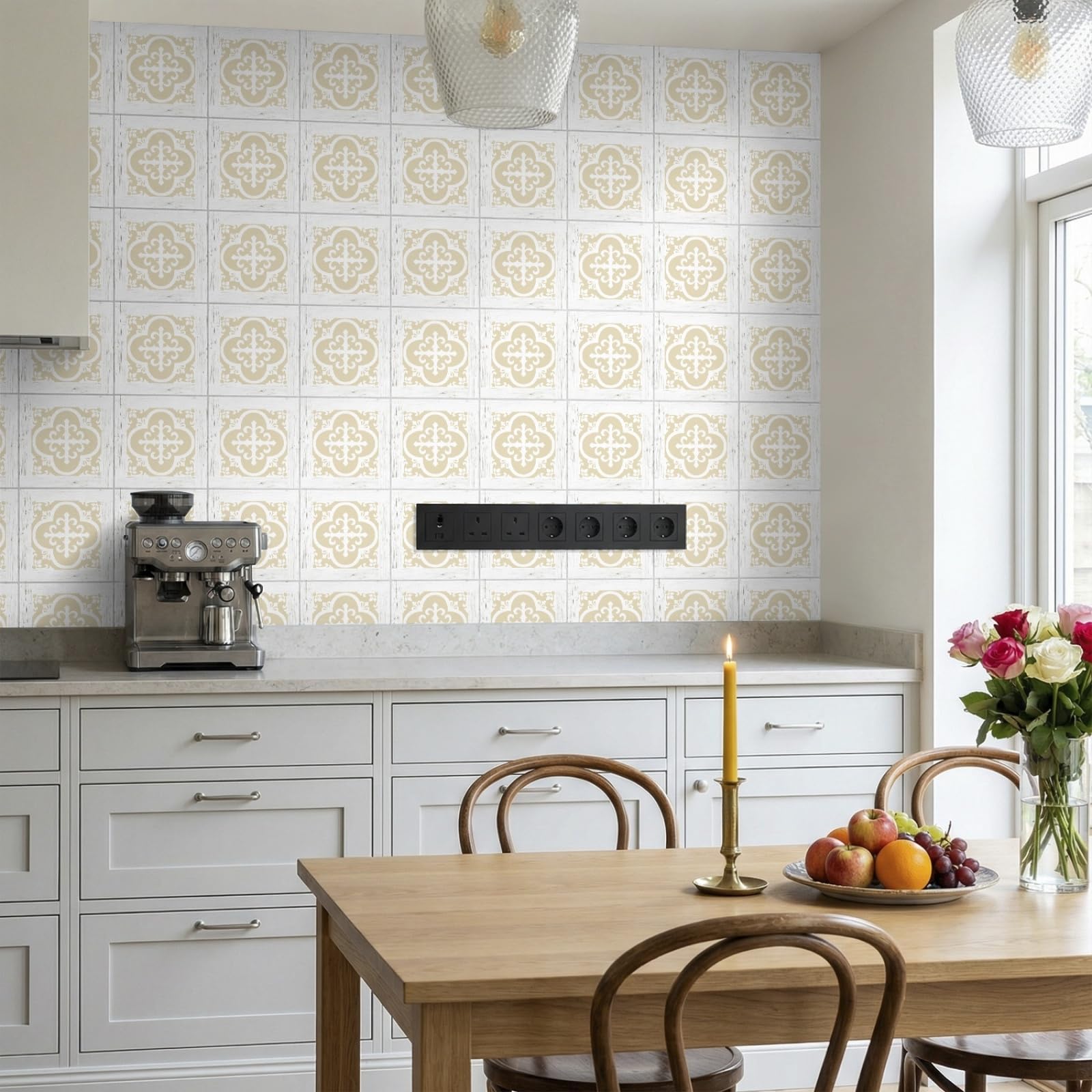 Rmjcxys Yellow Wood Morocco Self Adhesive Wall Tiles Peel And Stick Wall Tiles Fireplace Heat Resistant For Furniture Cabinet Kitchen Tile Stickers Waterproof Tile Transfers 20X20 Cm/ 10 Pcs