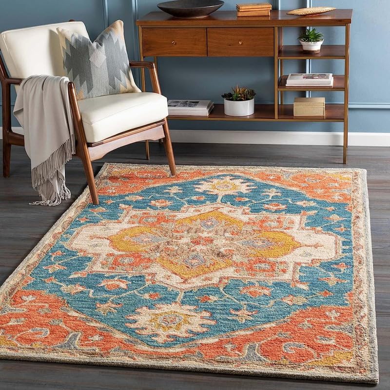 Image of Modern Abstract Hand Tufted Wool Floor Carpet for Home decore Living Room|Home and Bedroom & Hall 10x13 feet (300 x 390cm) Blue H26