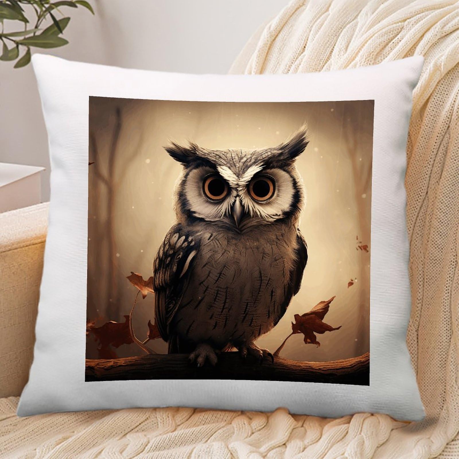 VstaDank Cute Owl Throw Pillow Covers Square Cushion Cases with Zipper Soft Cotton and Linen Pillowcase Luxury Cozy Pillows Shams Lumbar Pillow Shells for All Seasons