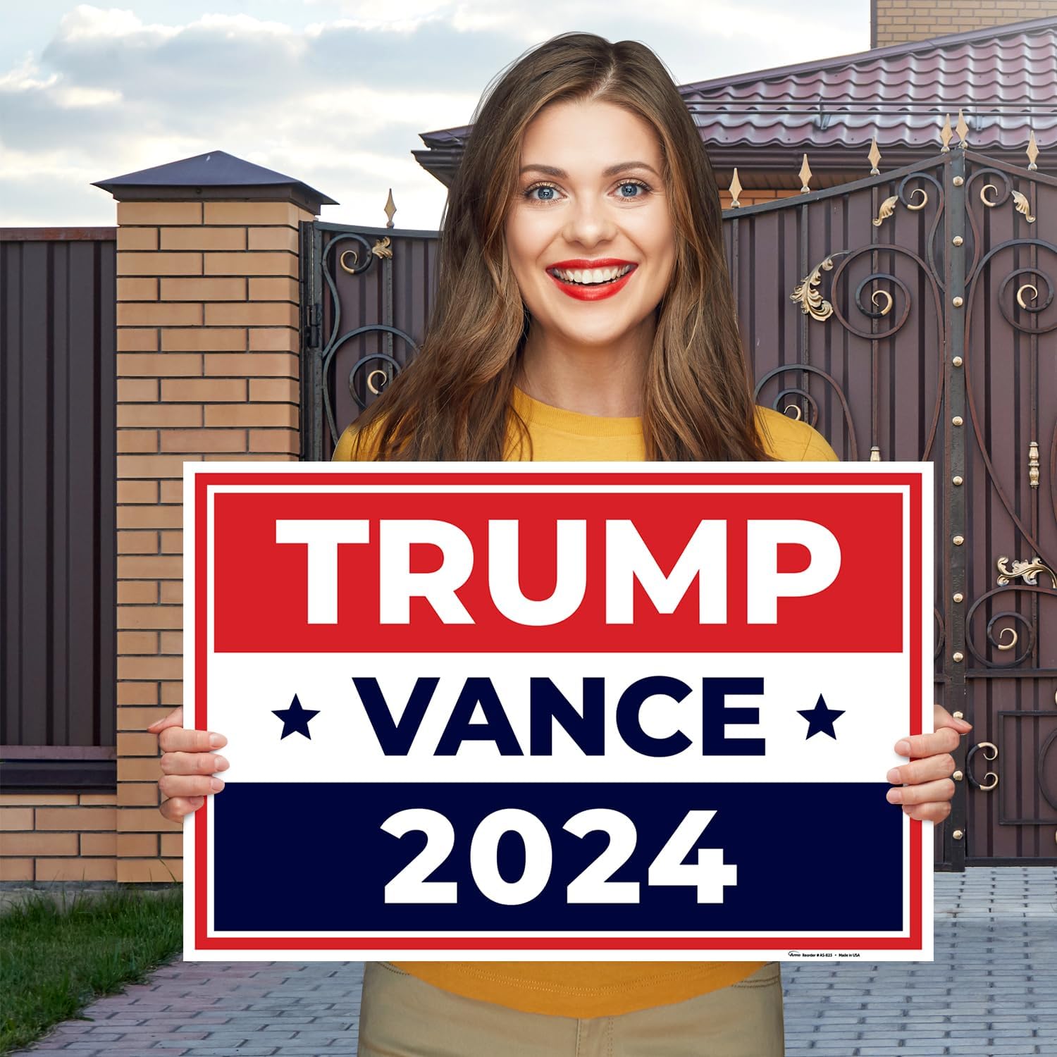 Armo Trump JD Vance 2024 Yard Sign, Donald Trump Vance Republican Conservative 12x18 Inhes (3 Pack) Corrugated Plastic Double Sided with Metal H Stake Waterproof, Outdoor Lawn Signage, Made in USA