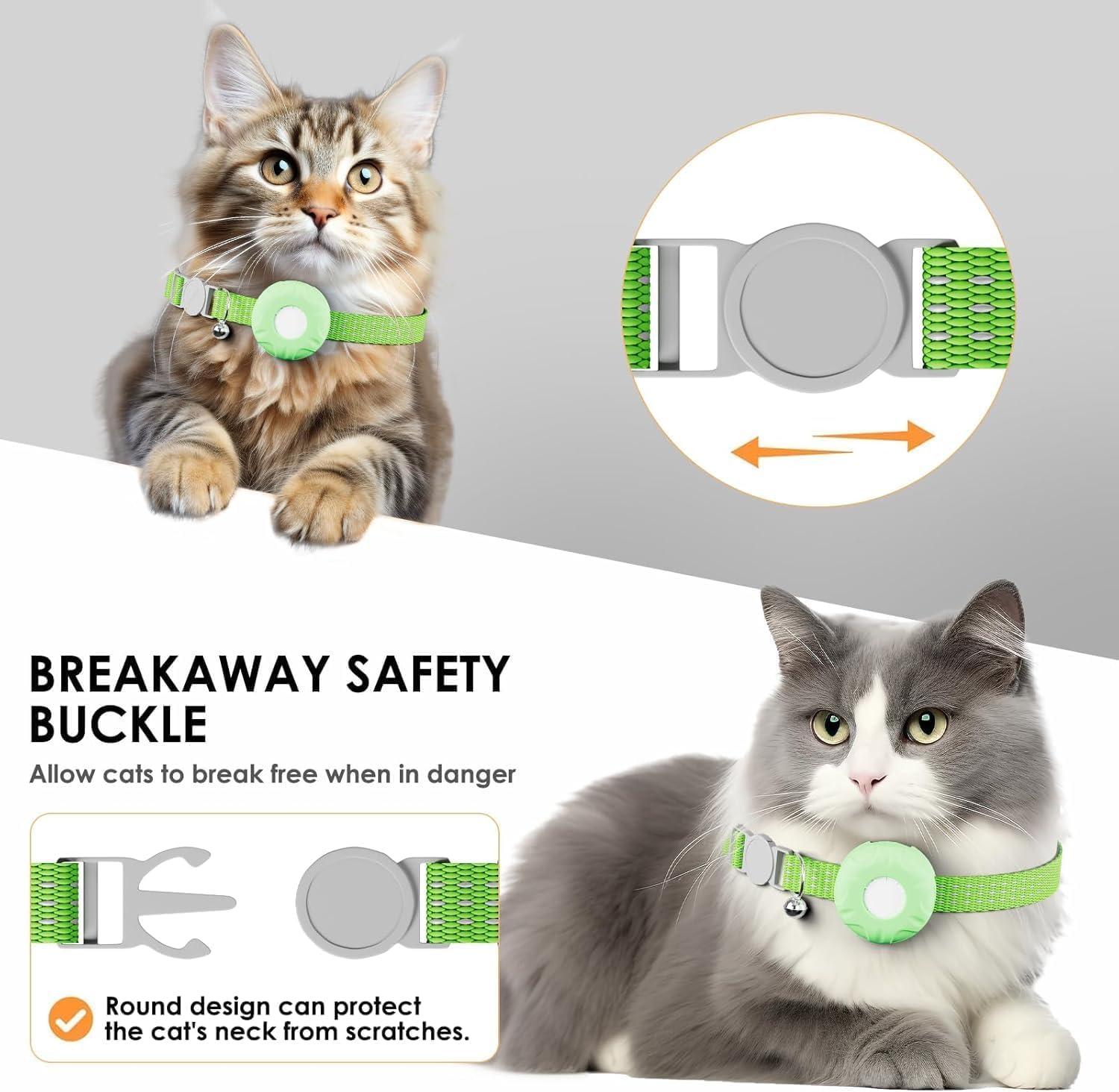 Localizzatore GPS per gatti, localizzatore intelligente per animali domestici, con collare e supporto, dispositivo di localizzazione GPS impermeabile per gatti, senza canone mensile, funziona con