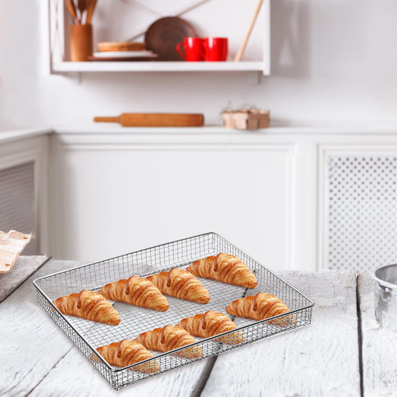 ZITUZY 2x BBQ Grillkorb Edelstahl - Grillzubehör Mit Griff Für Heißluftfritteuse & Backofen