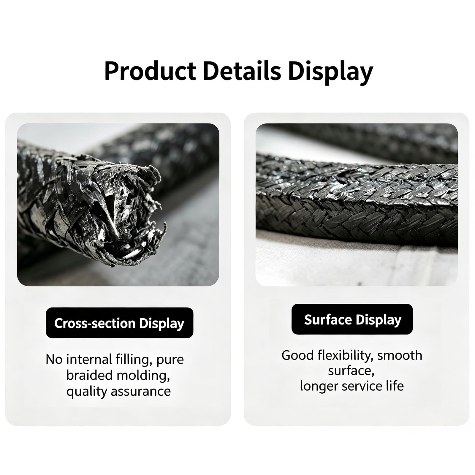 Expanded Flexible Graphite Pack. Graphite Braided Compression Pack, for Pump Gland, Valve Stem or Mechanical Seal (Size: 8mm×8mm×25m)