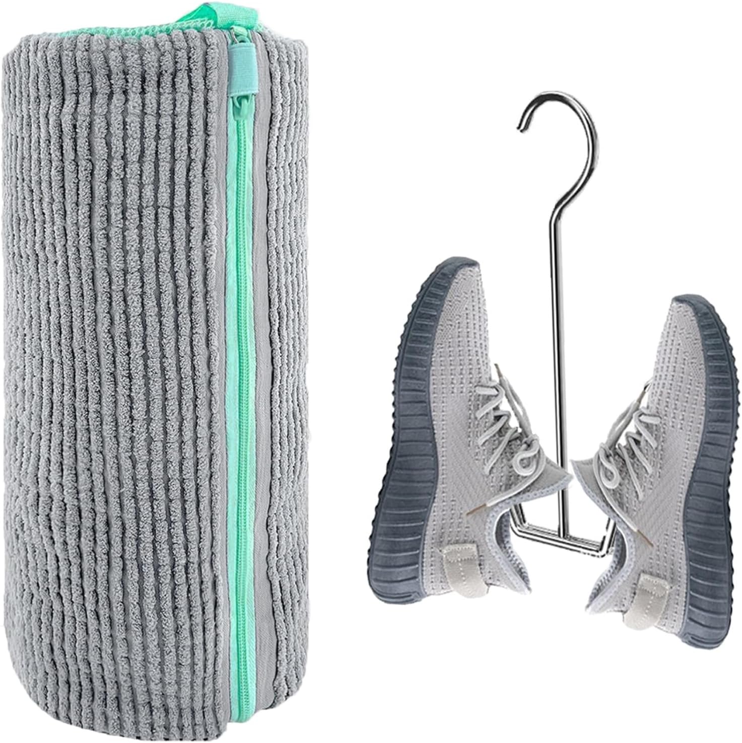 Shoe Washing Machine Bag, 1 Pack Shoe Washing Bag & Drying Rack, Reusable Laundry Shoe Bag for Washing Machine Fits All Shoes, 360°Deep Cleaning With Self-Locking Zipper