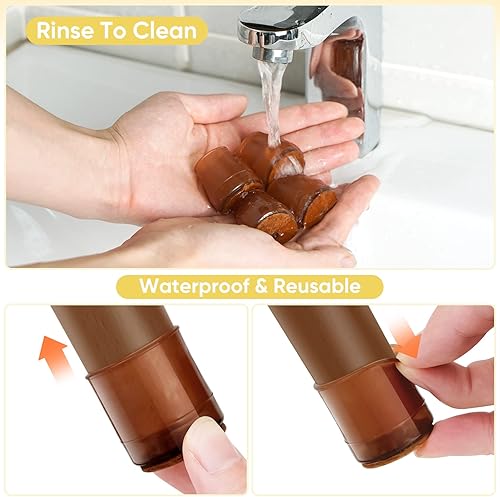 Miniatura 7 de BALEINE Paquete de 16 protectores de silicona para patas de silla, tapas protectoras de patas de taburete, tapas antideslizantes para patas de silla