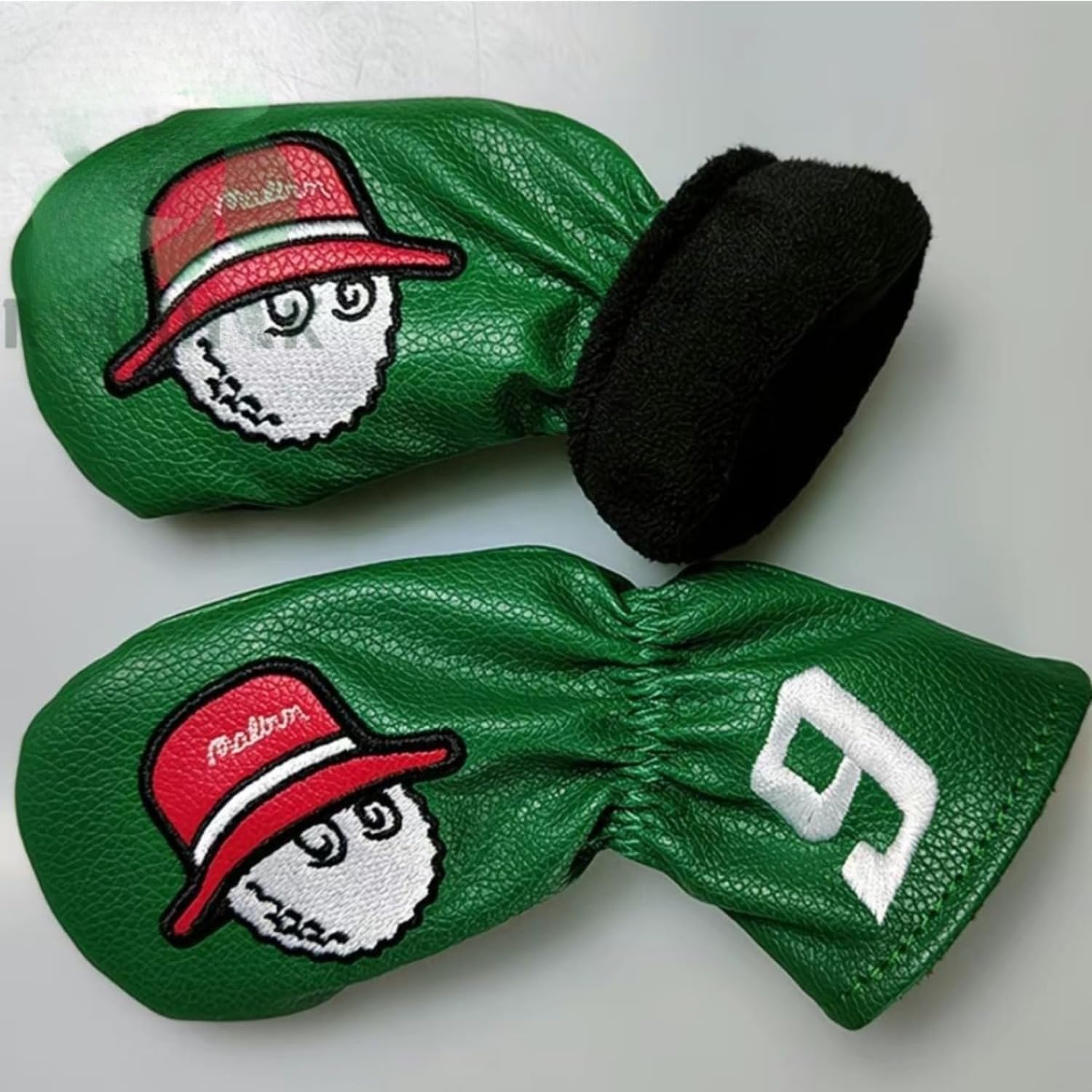 マルボン PU レザーゴルフアイアンヘッドカバー 10 枚セット 刺繍デザイン ウェッジカバー付き メンズ向けゴルフクラブ保護カバー