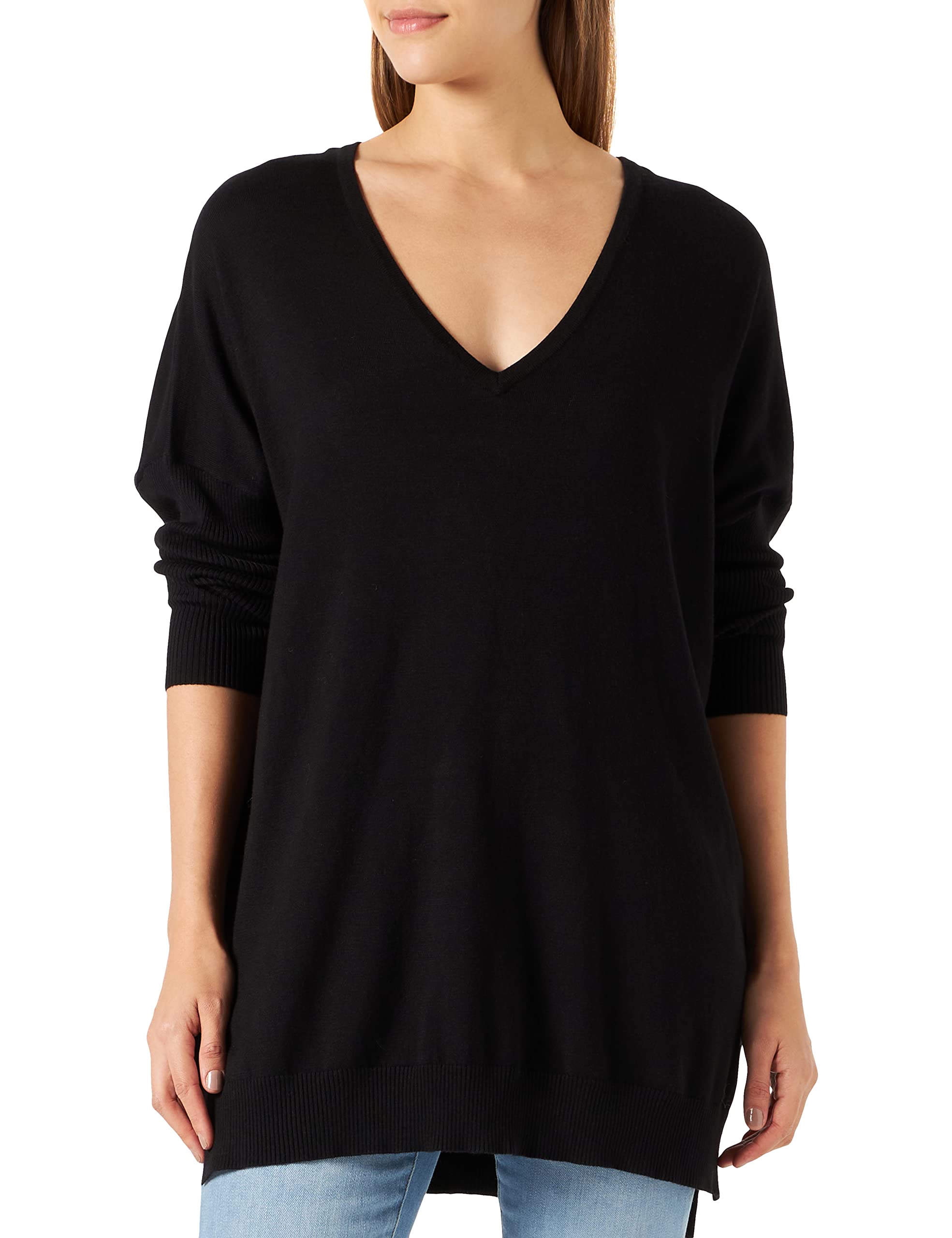 Kaffe Curve Women's Black Deep Kcmachi Knit Pullover Sweater, Medium