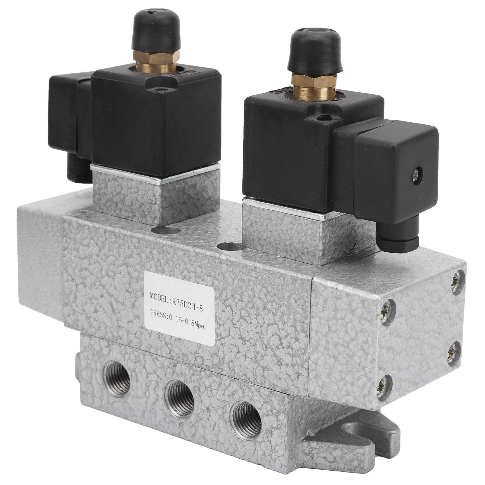 Válvula solenoide neumática K35D2H 8 de 3 posiciones y 5 vías, controlador eléctrico CA 110 V 8 Hz con puerto G1/4 pulg., válvula de carrete tipo espaciador, compensación (CA 220 V.)