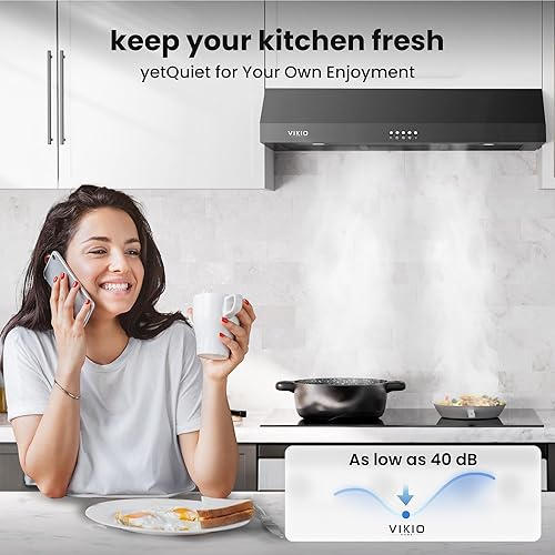 Miniatura 5 de Campana extractora debajo del gabinete de 36 pulgadas, 580 CFM de ventilación de cocina de doble motor con luces LED, control de botón, campana de