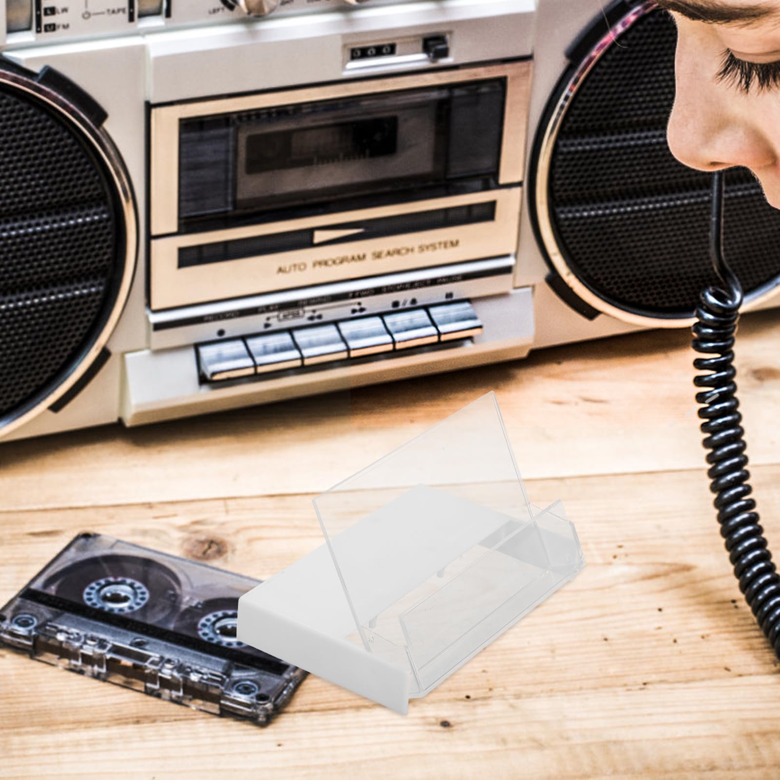 LOGOFUN 20PCS Audio Cassette Storage Cases Clear Music Casette Box Plastic Cassette Tape Holders for Home Voice Recording Art Collection Supplies