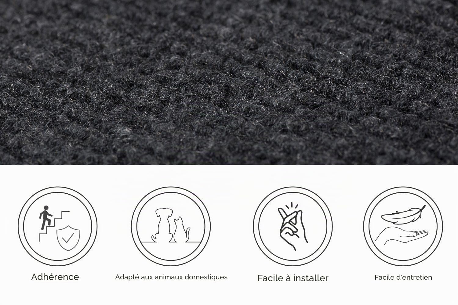 andiamo 290337 Lot de 15 Tapis d'escalier Autocollants et faciles d'entretien Anthracite