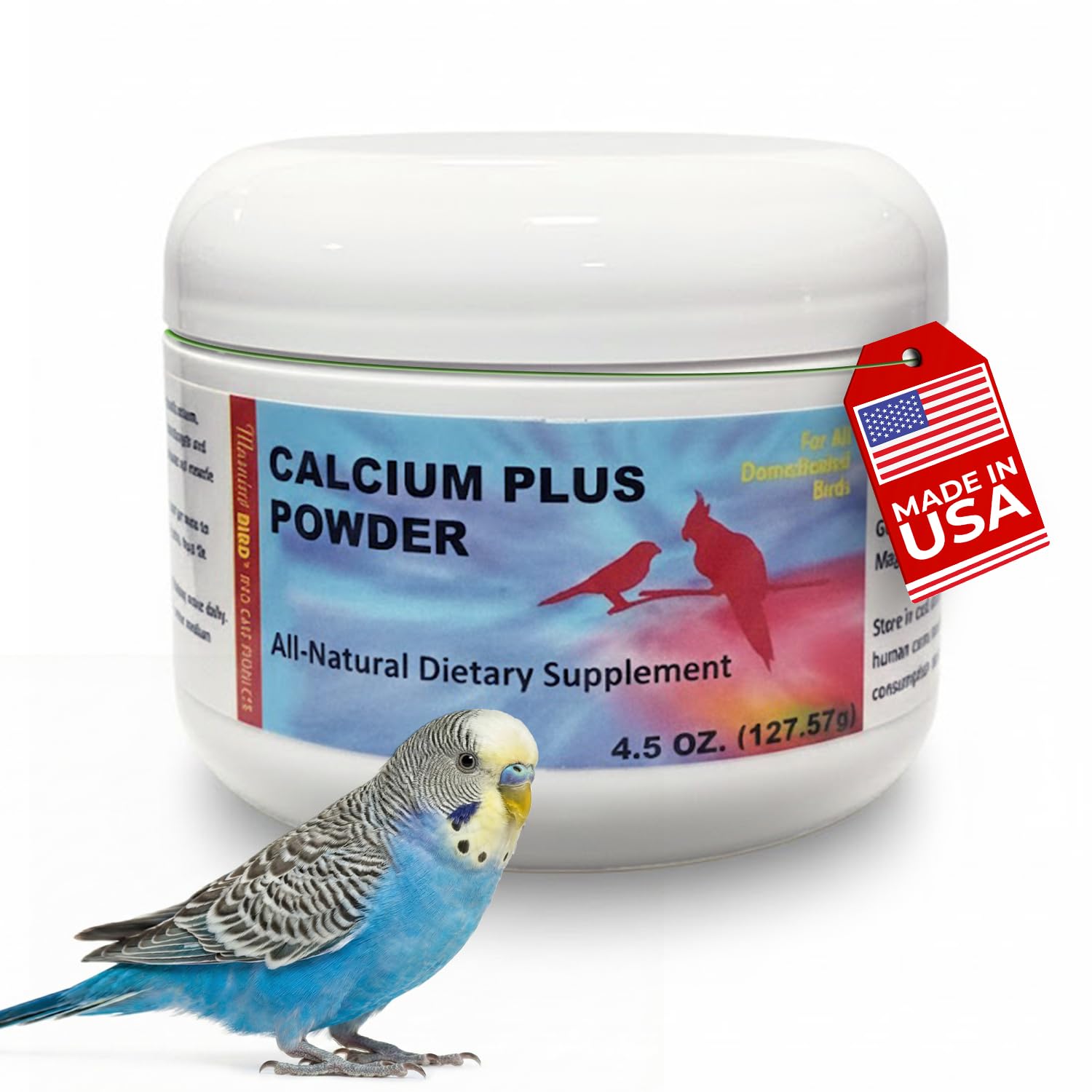 Morning Bird Calcium Plus Powder for Birds 4.5 oz – Calcium Supplement with Vitamin & Protein Powder – Supports Bone Health, Muscle Function & Digestive Balance – Easy-to-Mix...
