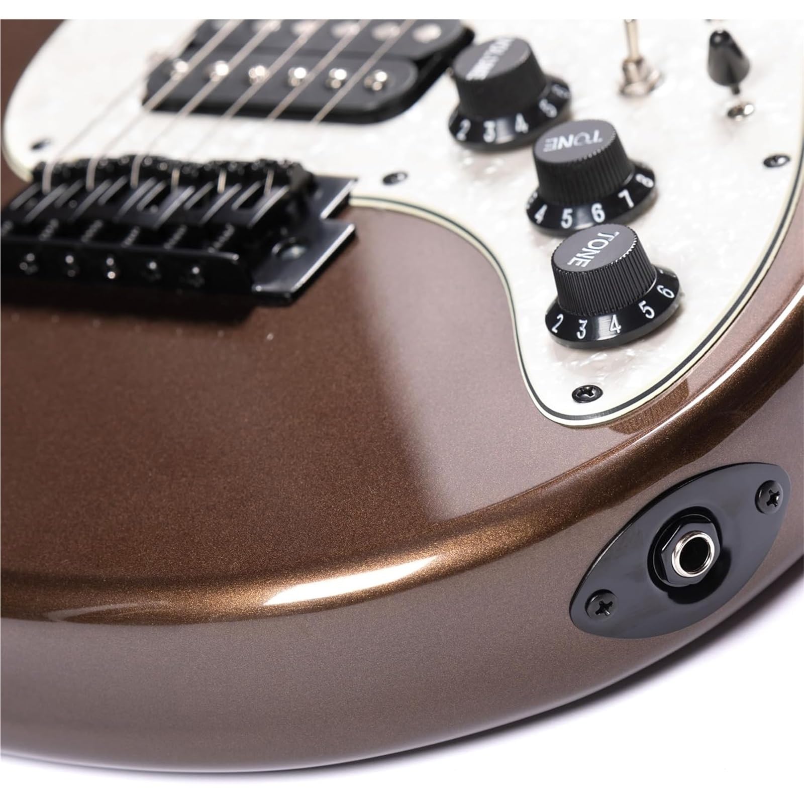 Typ Wydajności Gitara Elektryczna Solidne Struny Do Gitary Elektrycznej 7 Metalicznych Wykończeń Korpus Z Topoli Klonowa Gryf Podstrunnica Regulowany SSH Pickup(Brown)