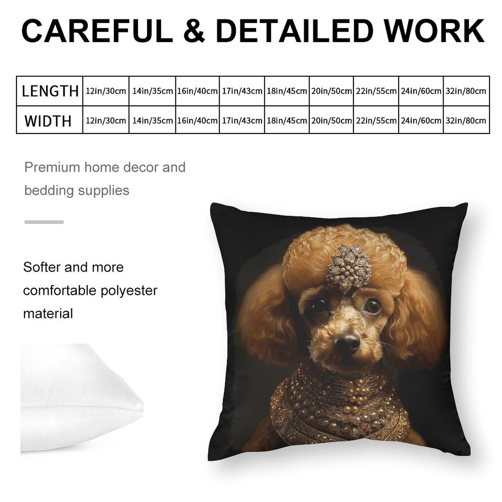 Bichon Frise Dog Throw Pillow Cover — 17x17 Inch, Double-Sided Soft Polyester, Hidden Zipper - View #7