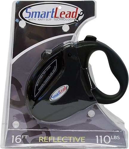 SmartLead - Correa de nailon para perro retráctil, reflectante, resistente de 16 pies, sin enredos, tecnología de freno antideslizante, mango de