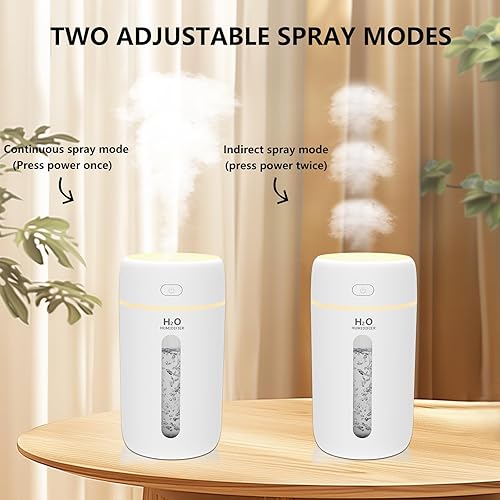 Miniatura 3 de Lisacool Humidificador pequeño, mini humidificador portátil para dormitorio, oficina, automóvil, viajes con luz nocturna, apagado automático, súper