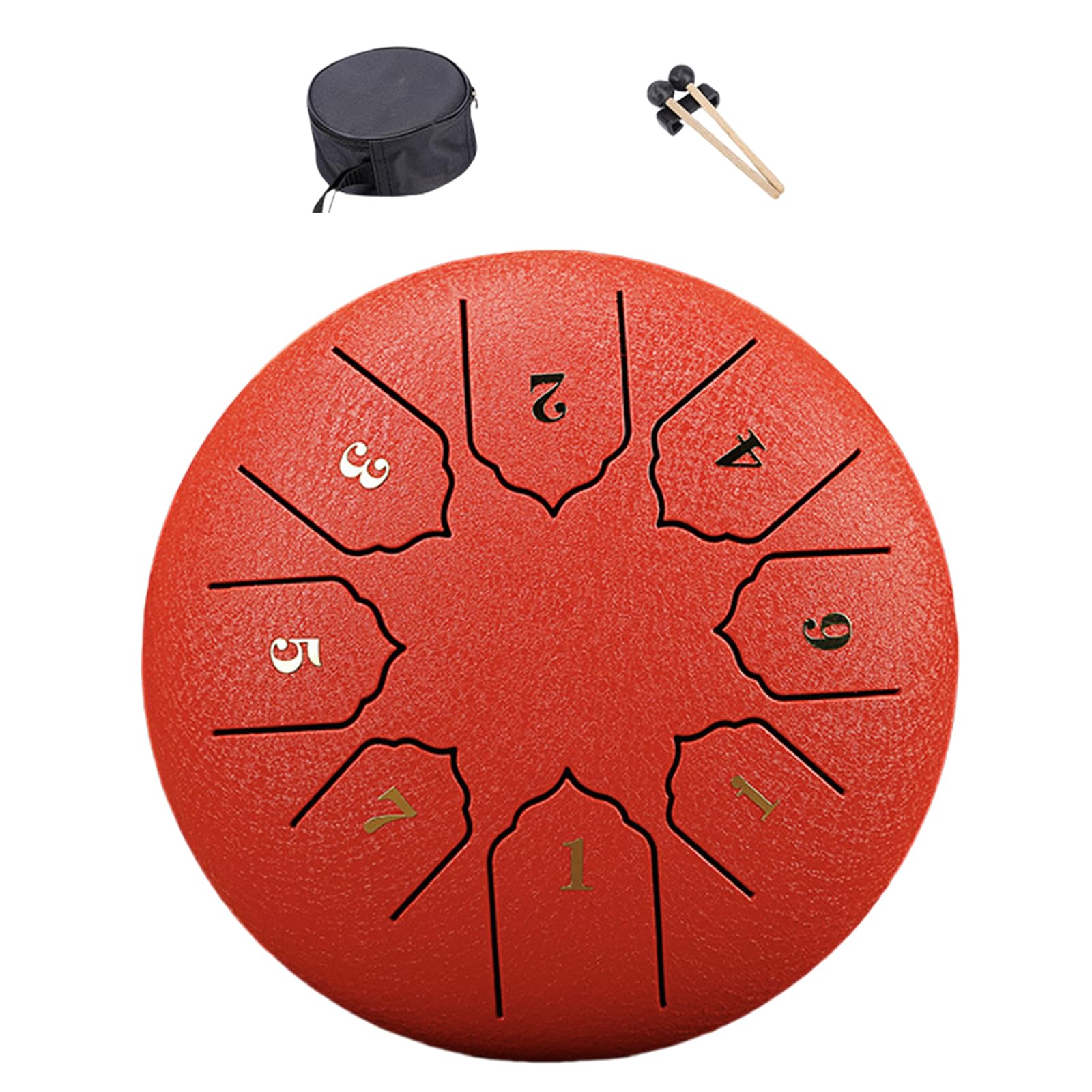 Tambor de lengua de acero de 6 pulgadas, tambor de mano de 8 tonos con baquetas, bolsa de instrumentos de percusión para yoga
