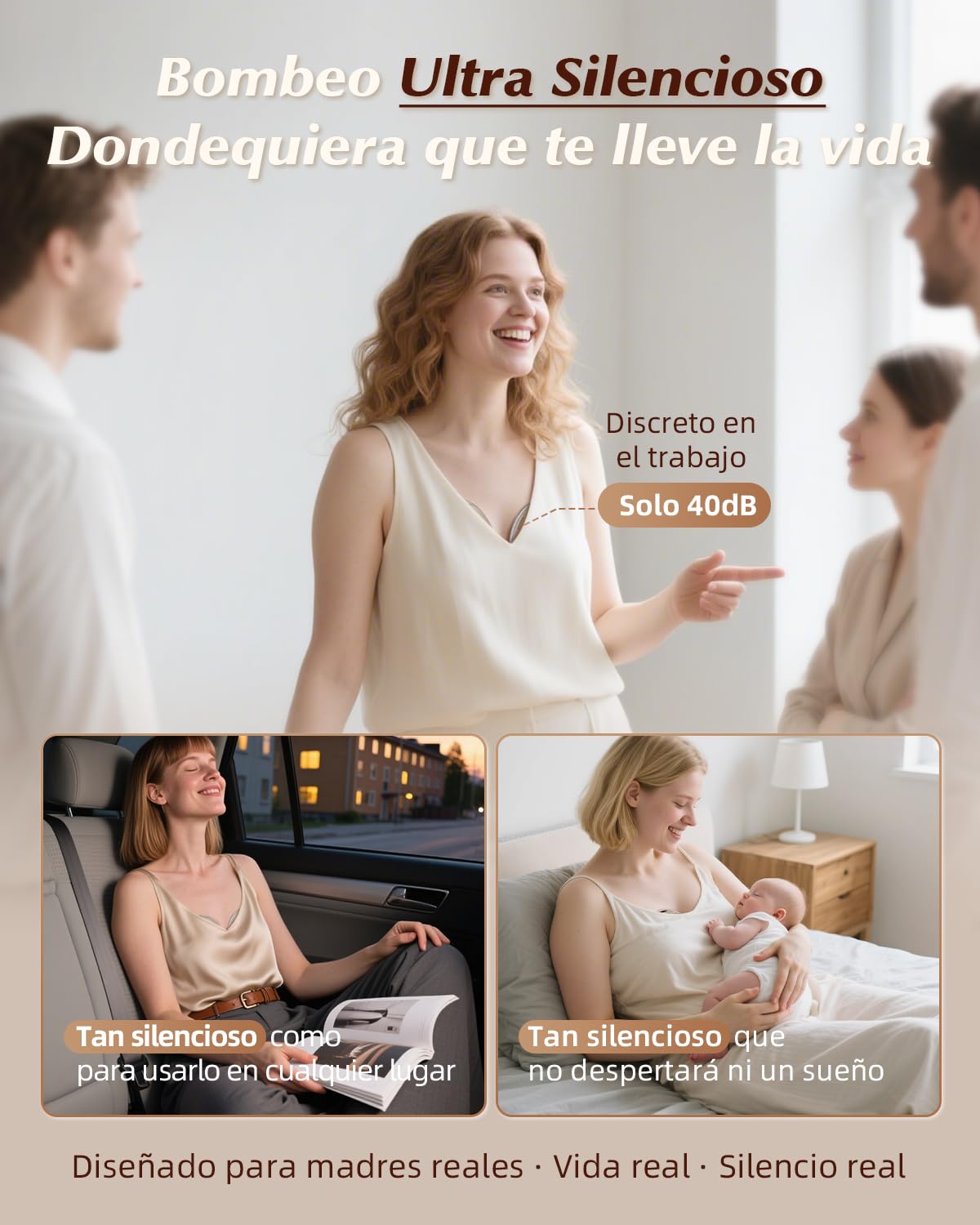 KISSBOBO K5 Sacaleches electricos doble,19 niveles 4 modos, 320mmHg fuerte potencia de succión sacaleches manos libres, indoloro saca leche materna electrico(Beige 2 Piezas) — view 6