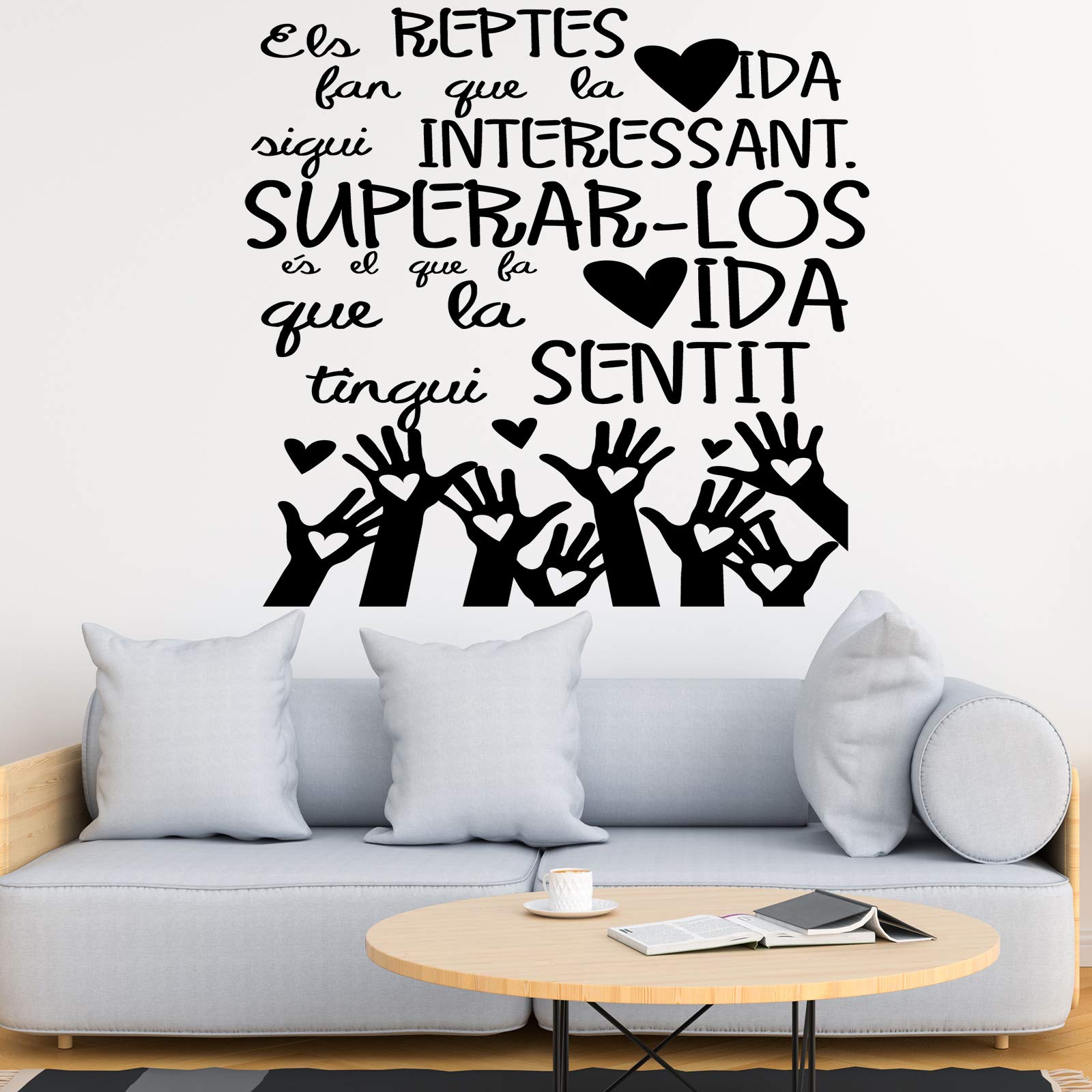Vinilo de pared decorativo en Catalán "ELS REPTES FAN QUE.." Pegatinas de pared decorativa de frases celebres.Vinilo decorativo decoración hogar Docliick DC-148-CAT