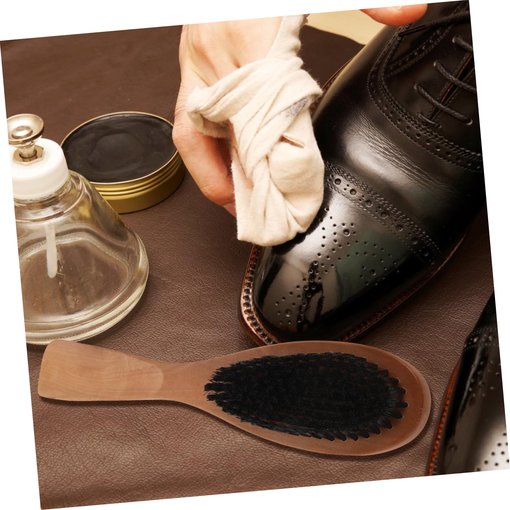 5 Piezas Cepillo para Zapatos de Madera Maciza Limpiador de alfombras de cerdas Cepillo para Limpiar Botas de cerdas para Zapatos para Limpiar Zapato Limpio AOKWAWALIY