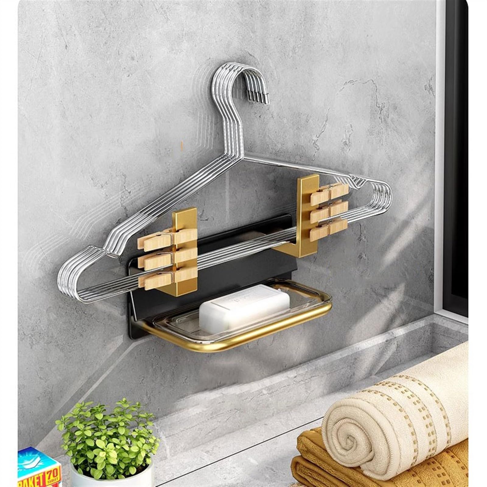 Deckelrahmen Topfdeckelregal, wandmontierte Küchenregale, Heim-Schneidebretter, Gemüsebretter, bietet eine große Anzahl von Abtropfregalen Schneidebretthalter(Gold)