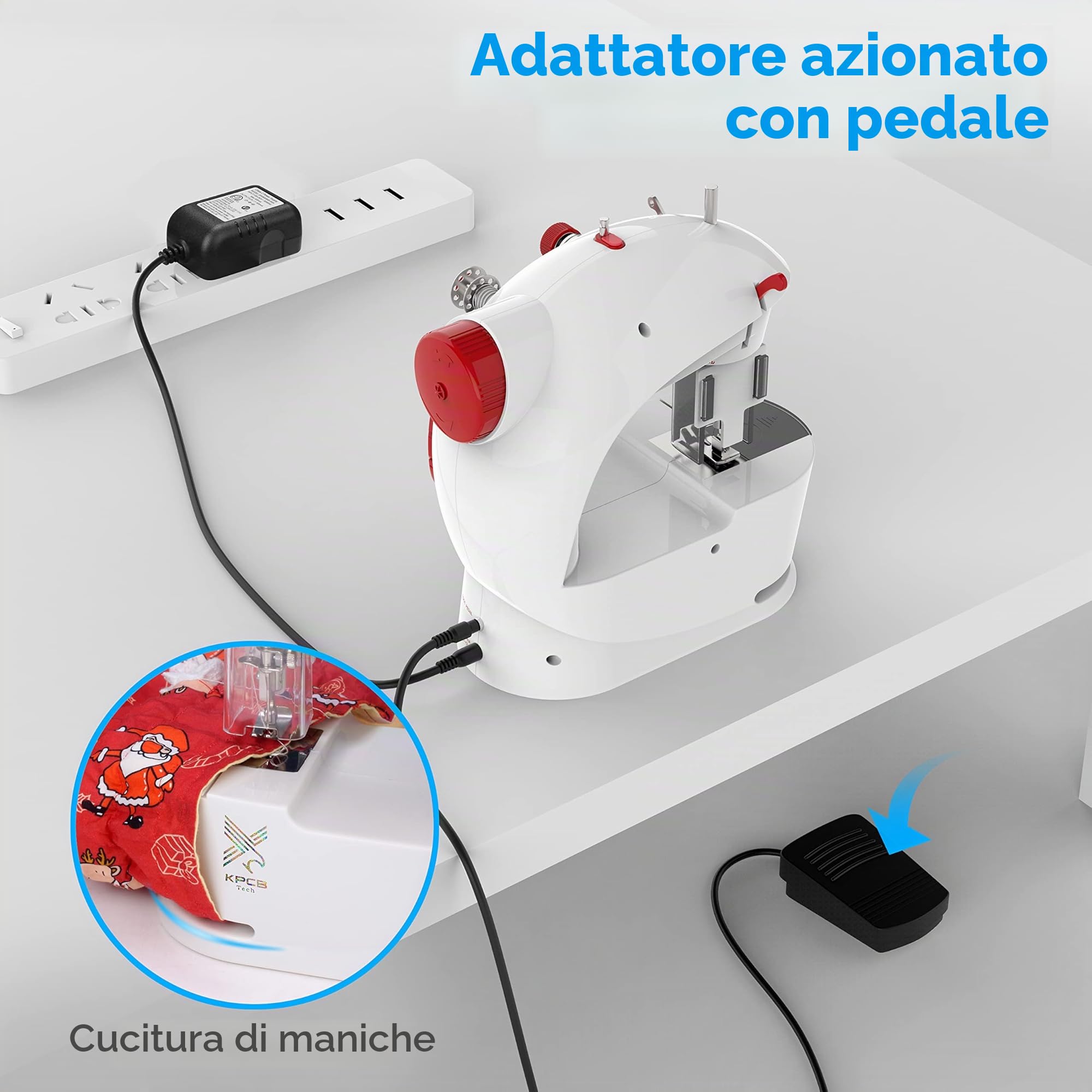 KPCB Mini macchina da cucire con materiale fai da te per borse natalizie, macchina da cucire elettronica con protezione per le dita e set da cucito