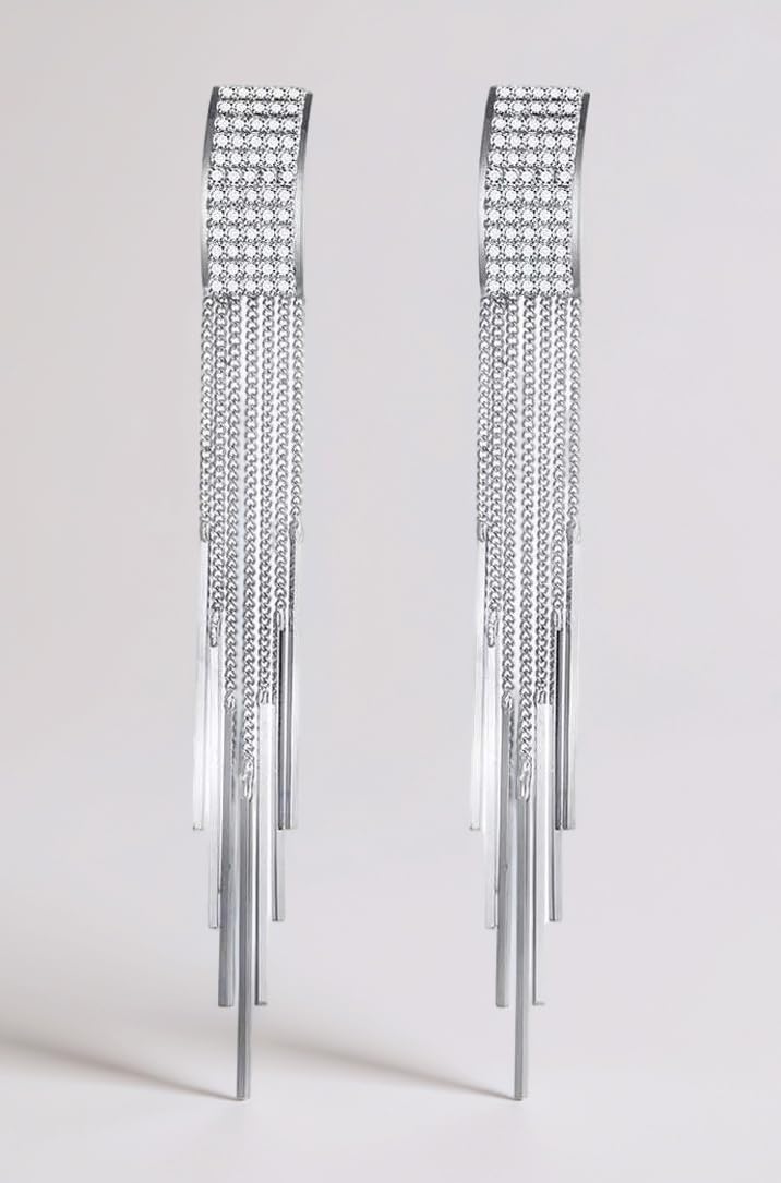 Latest Stylish Italian Designer Gold and Silver Plated Tassel Earrings for Women