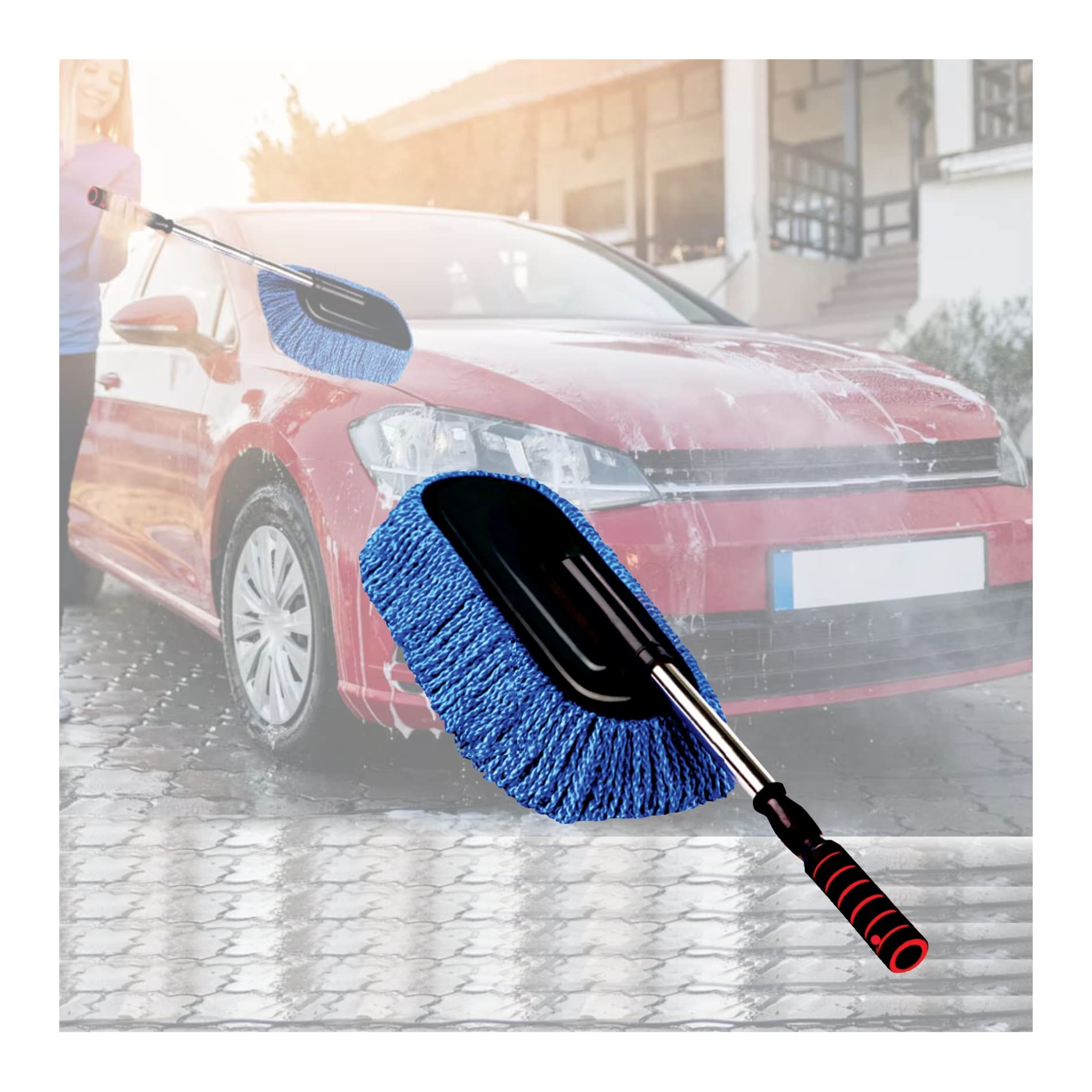 Home Genie Microfiber Car Washing Duster | Car Washing Brush with Handle | Car Washing and Cleaning Adjustable Duster | Multicolor with Non-Extended Rod (B0B2K81LBK) Amazon Price History, Amazon Price Tracker