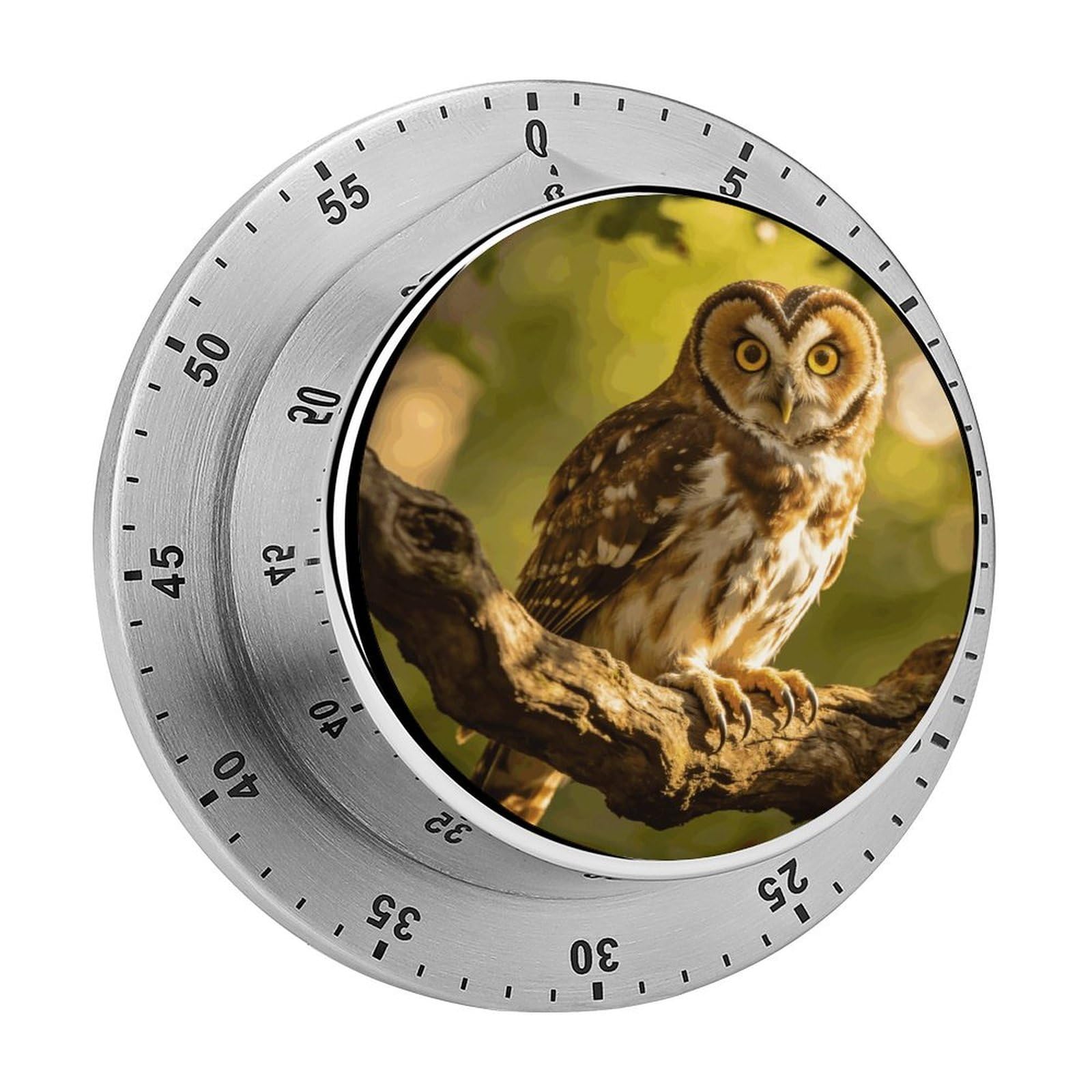 Owl Timer Exquisite Stainless Steel Body Desk Visual Timer with Loud Alarm 60-Minute Mechanical Countdown Timers Magnetic Backing Cooking Kitchen Timers for Work