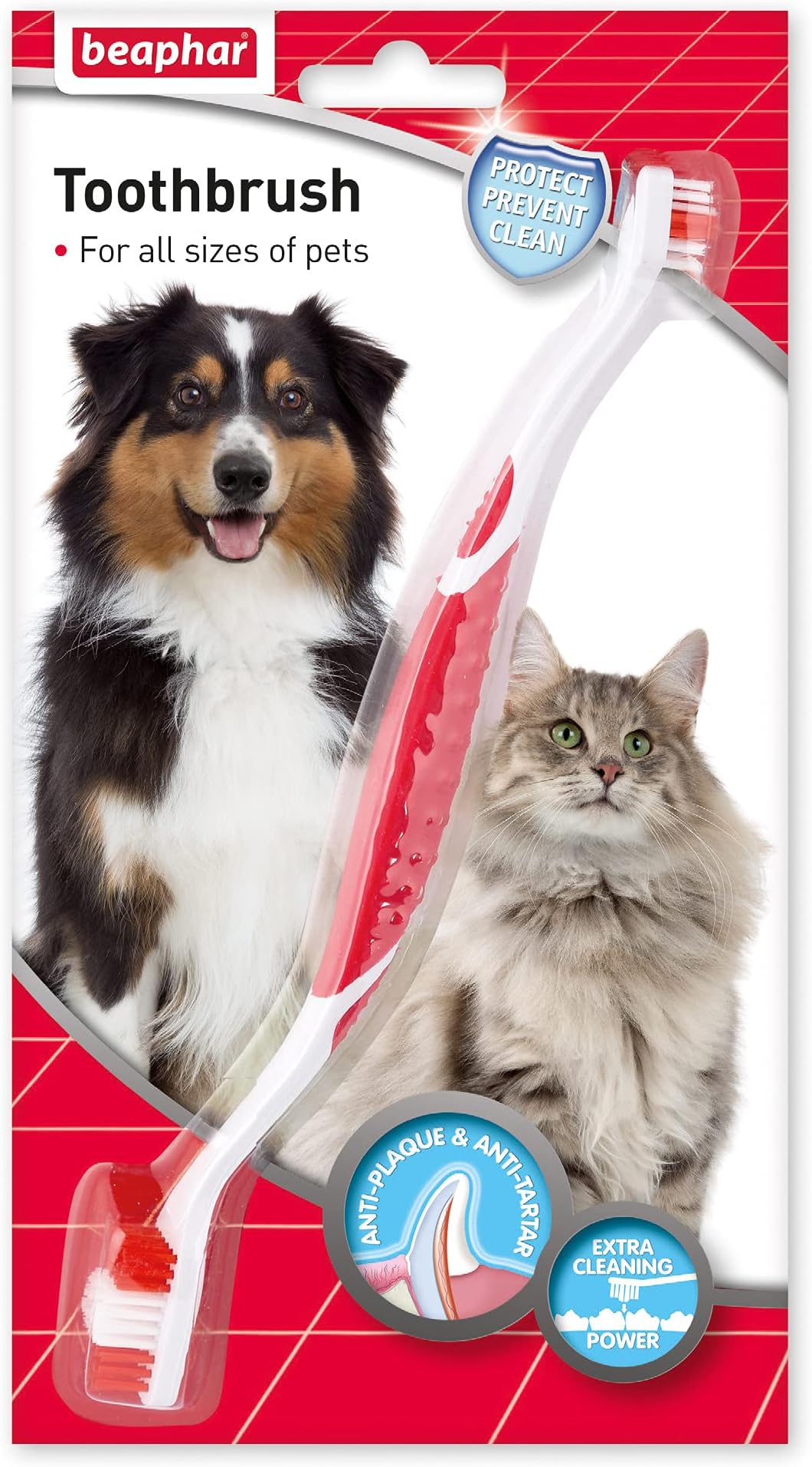 Beaphar - Double-Ended Toothbrush - Dental Care for Dogs & Cats - Targets Hard-to-Reach Areas - Helps Prevent Bad Breath & Combat Plaque - Suitable for All Mouth Sizes