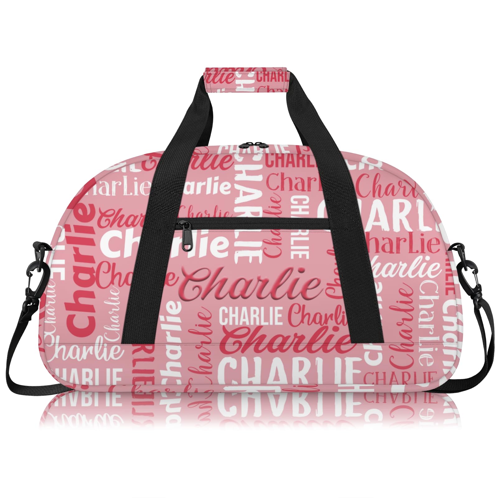 Personalized Sport-Gym-Swimming-Bag for Kids Custom Duffel Travel Bag for Boy Girl Dance Gymnastics Bag Overnight Weekend Bag Pink Text Name