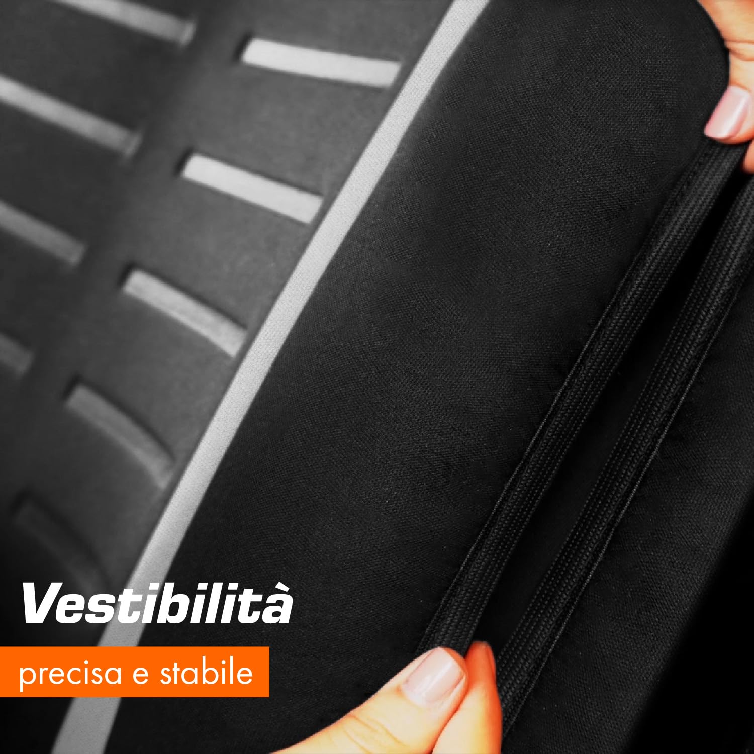 Upgrade4cars Coprisedili Auto Bianco Nero Anteriore Universali Set Copri-Sedile per Guidatore e Passeggero