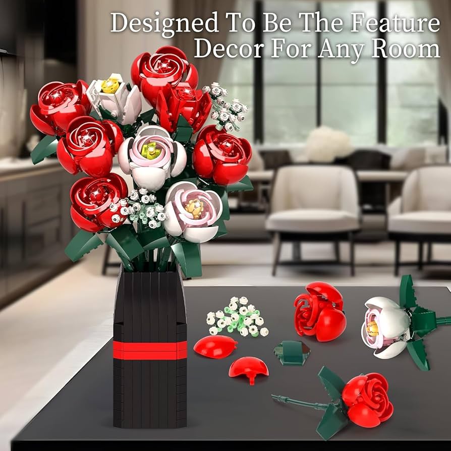 Amazon.com: Roses Flower Bouquet Building Kit, 841PCS Red