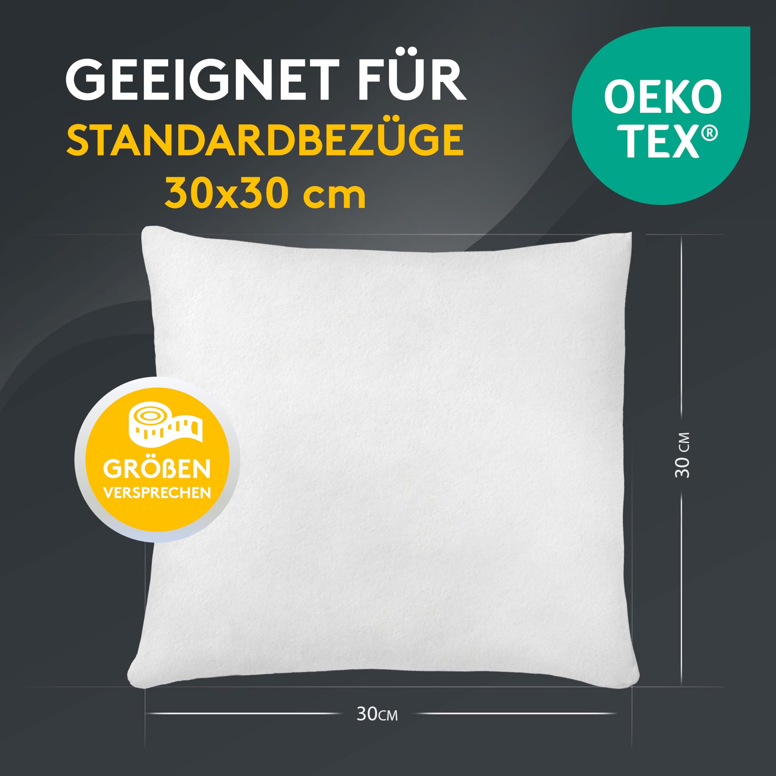 LILENO HOME Set di 1 riempimento cuscino 30x30 cm - Cuscino interno lavabile a 40°C adatto per allergici - Cuscino in poliestere come cuscino per divano, cuscino per la testa